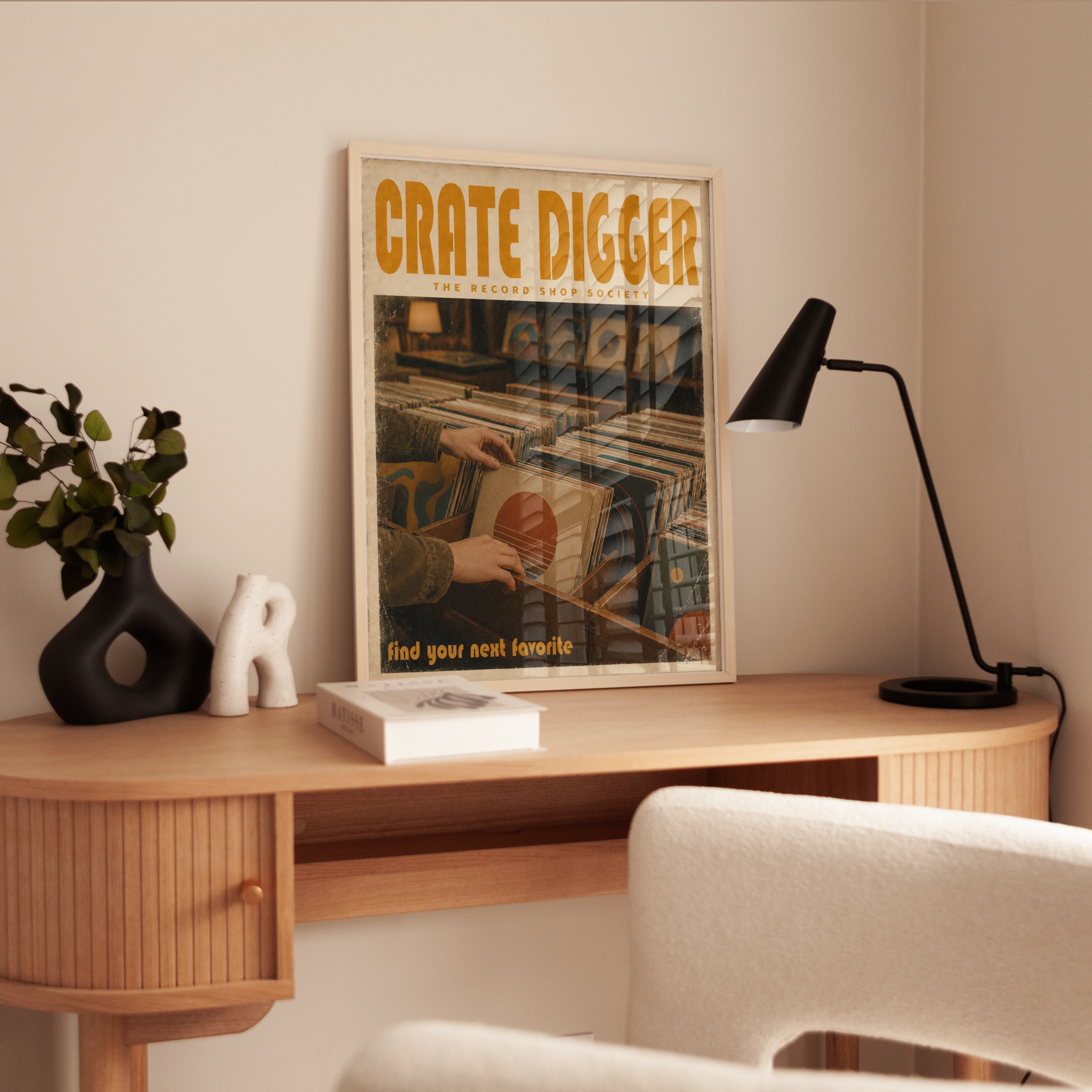 Vintage Record Shop Poster — Crate Digger Vinyl Art - interior