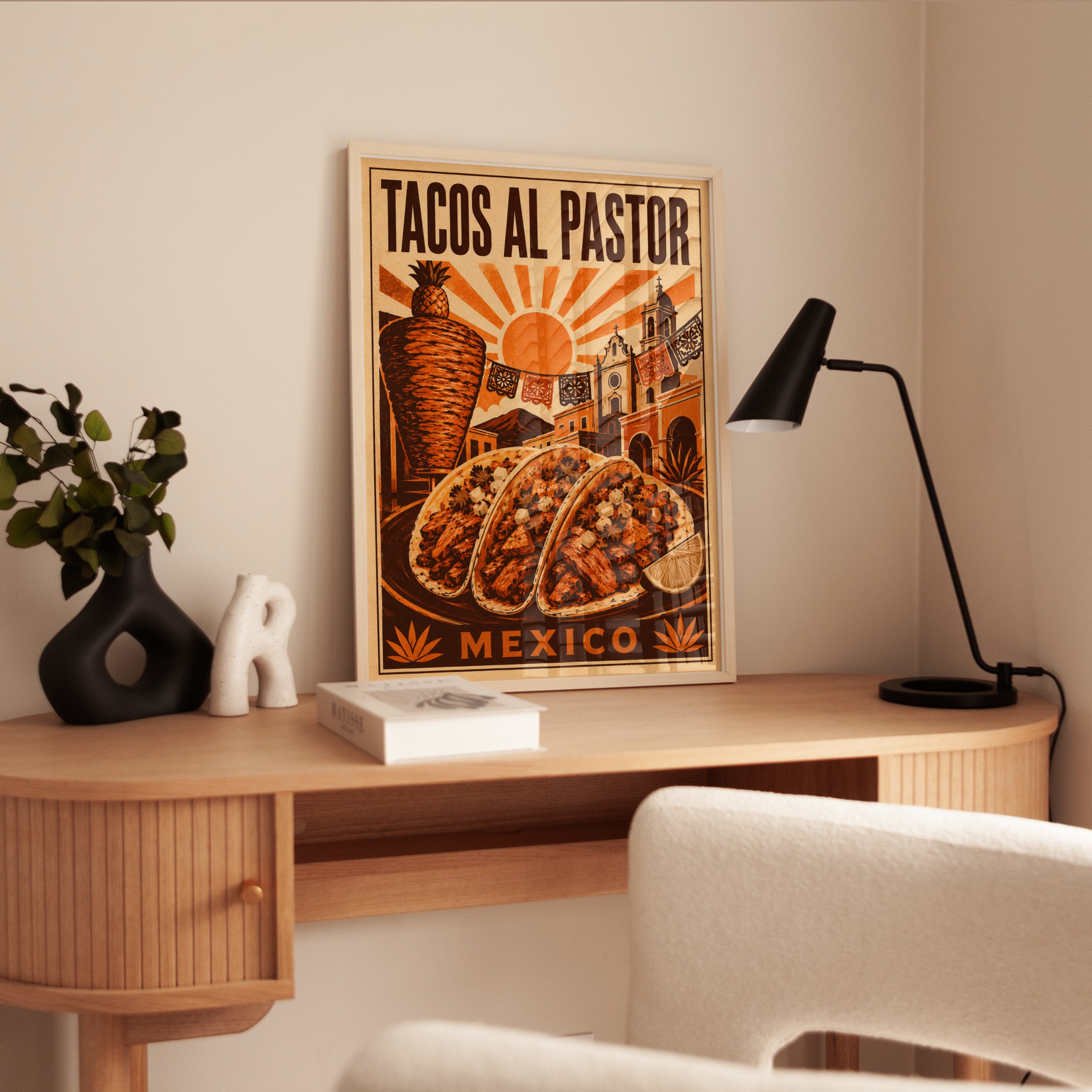 Tacos Al Pastor Print: Retro Mexican Food Poster - interior