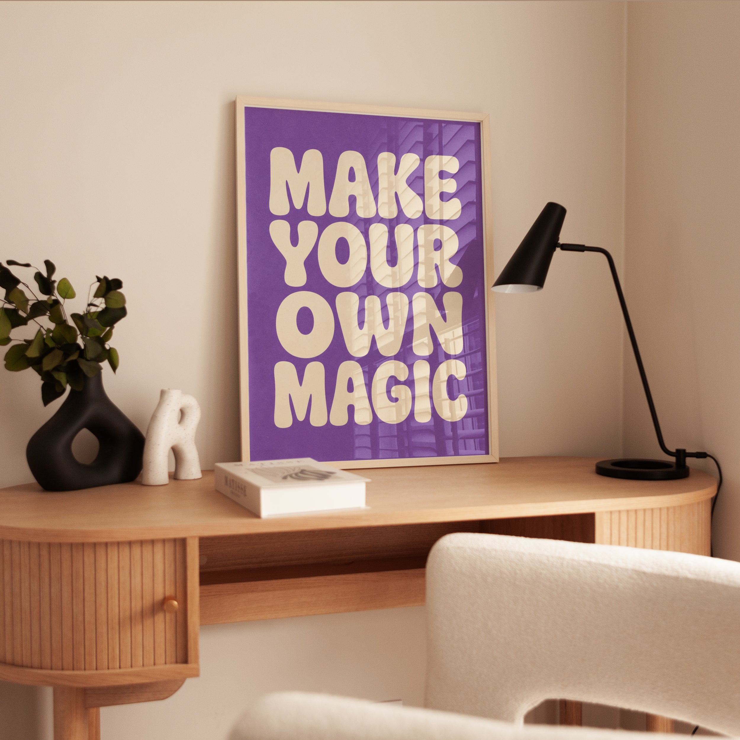 Make Your Own Magic Typography Poster: Retro Purple Wall Art - interior