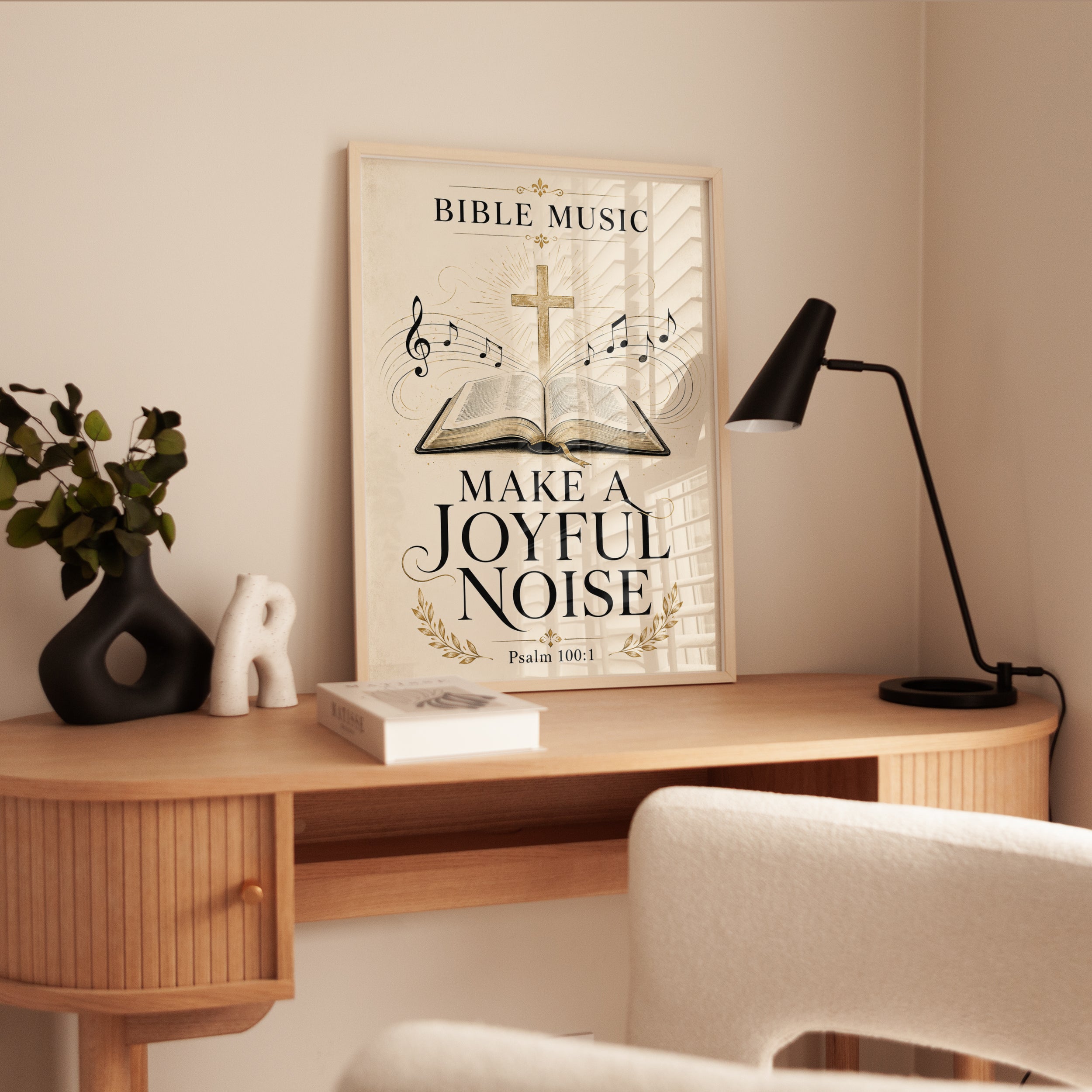 Bible Verse Wall Art – Psalm 100:1 Print - interior