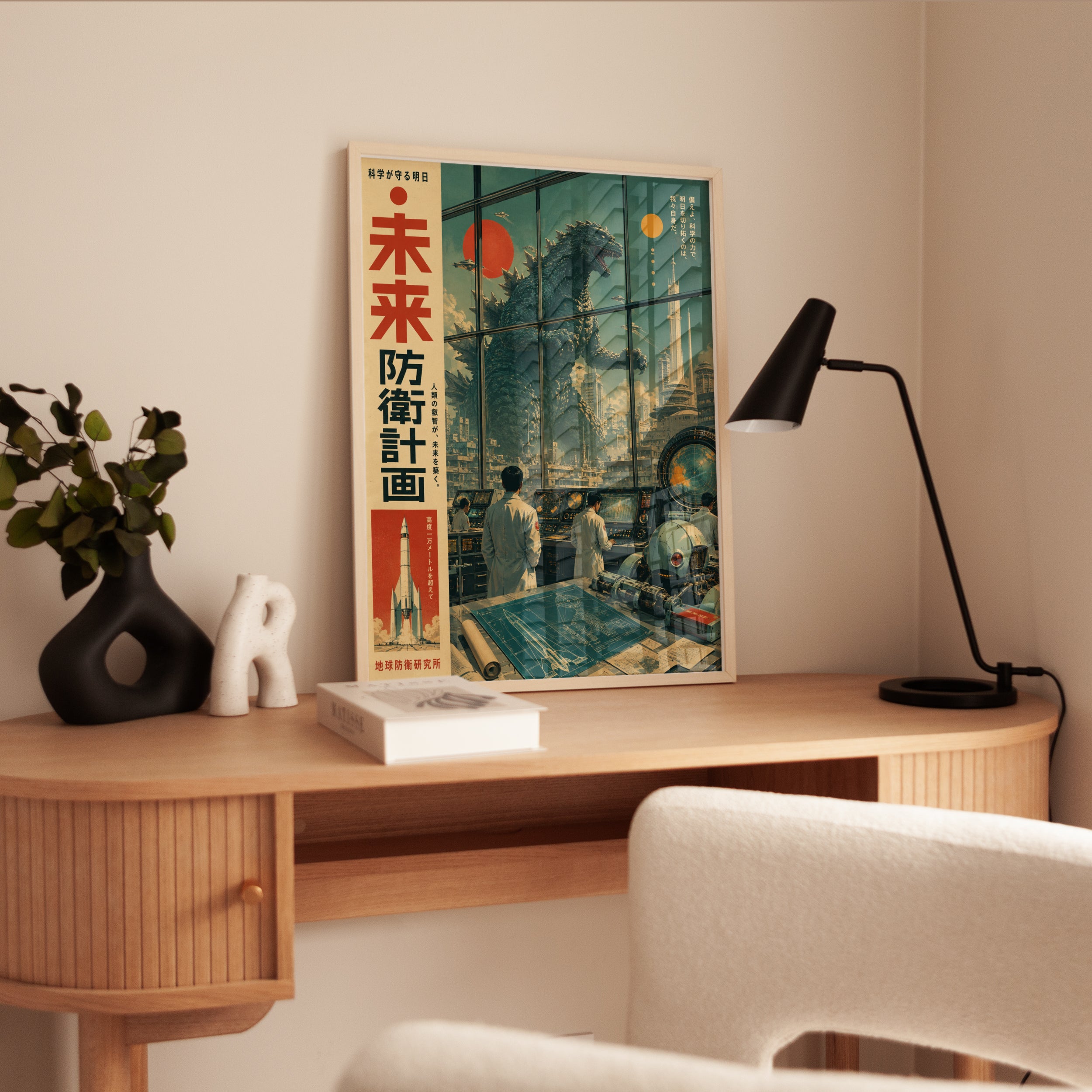Japanese Monster Poster – Vintage Tokyo Cityscape - interior