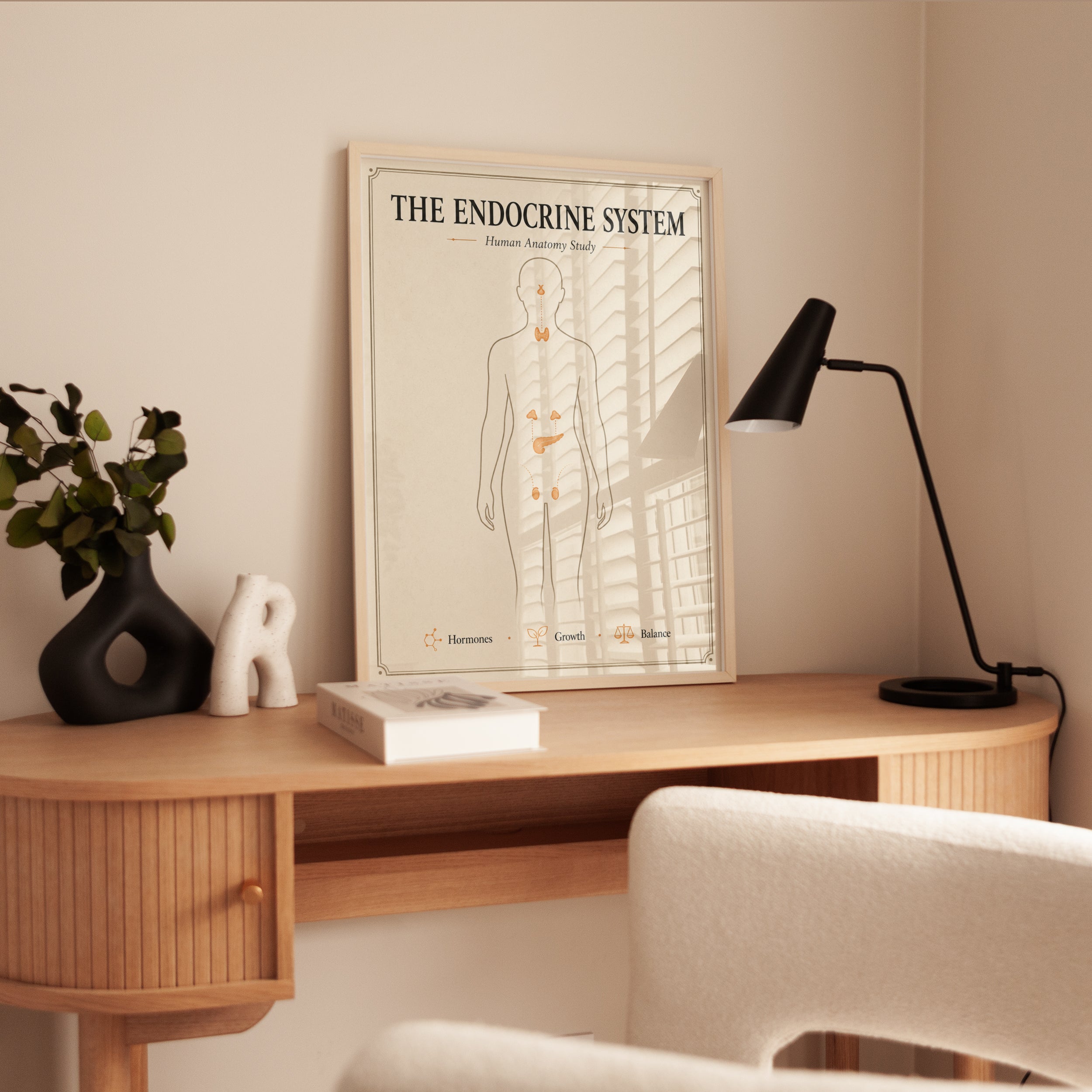 Endocrine System Anatomy Print — Vintage Educational Study Chart - interior