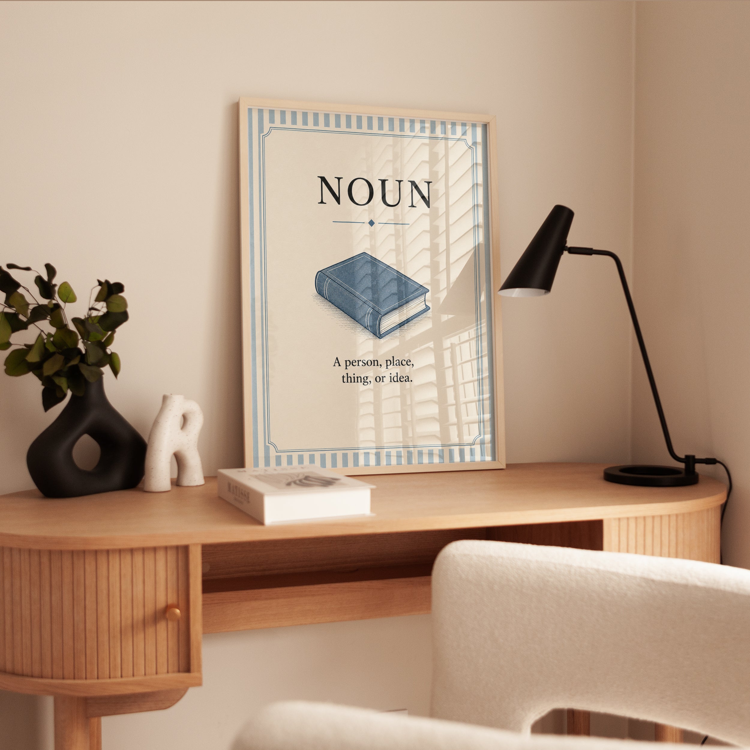 Noun Definition Print: Vintage Blue Book Grammar Art - interior