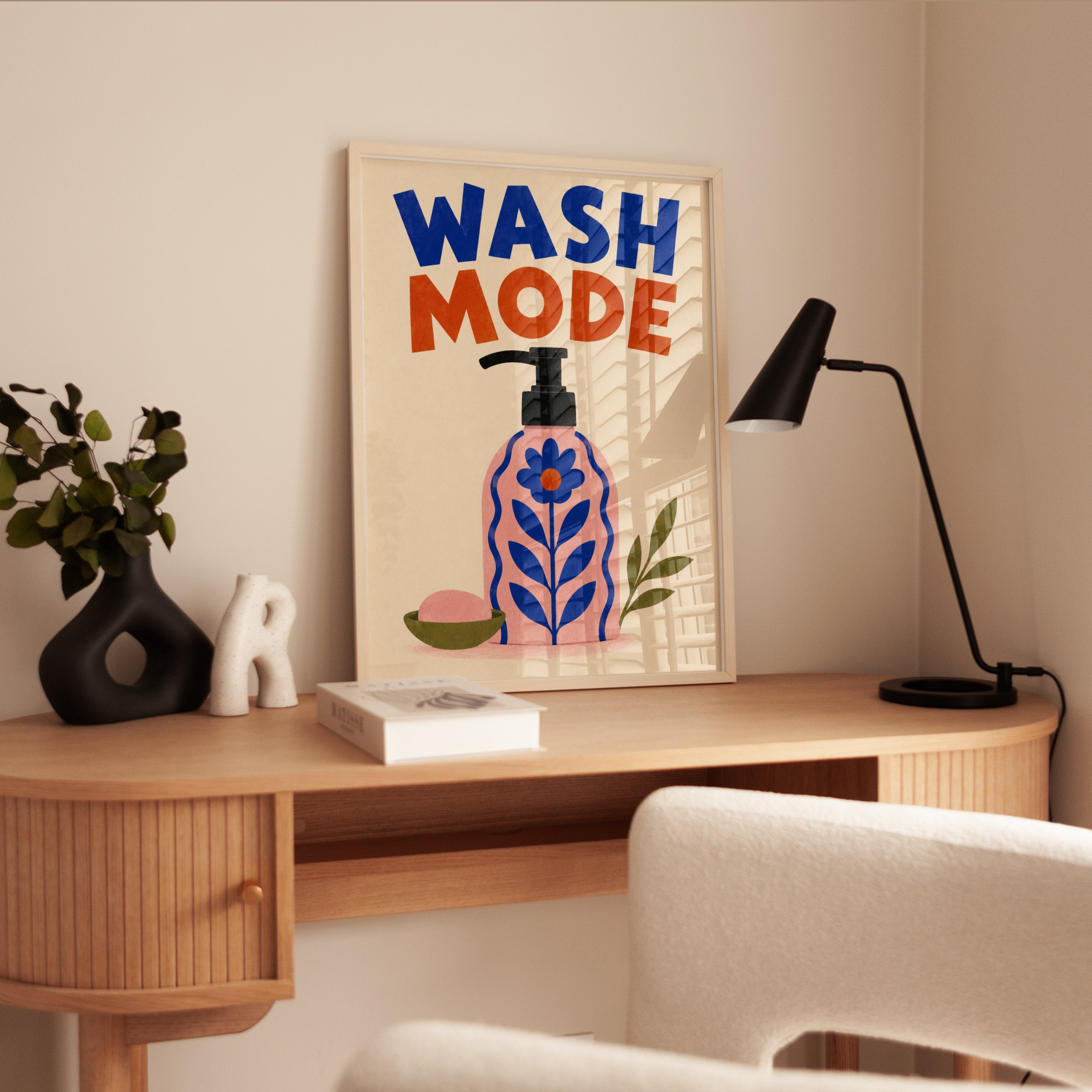 Wash Mode Print – Retro Bathroom Decor - interior