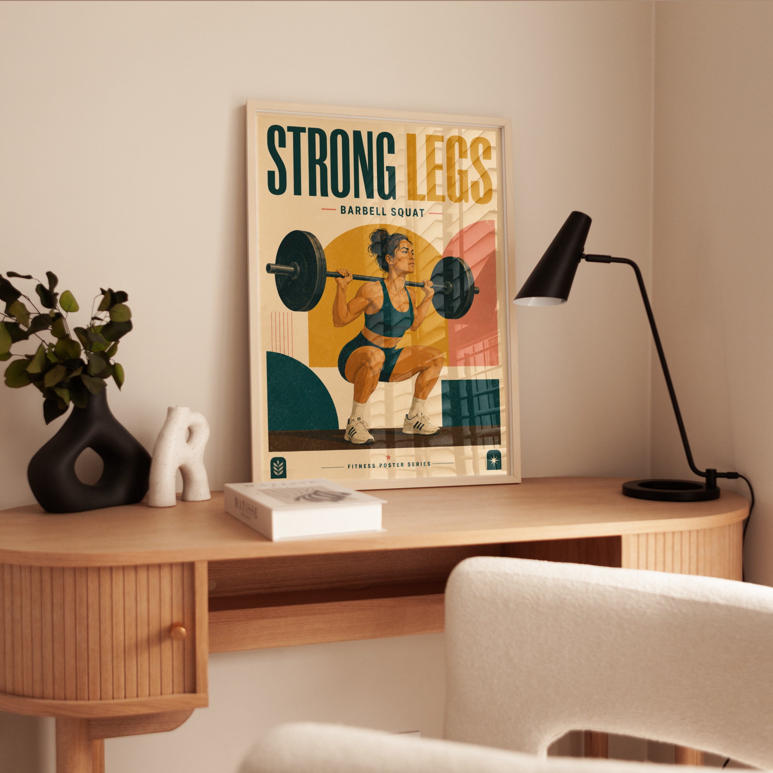 Retro Barbell Squat Poster - interior