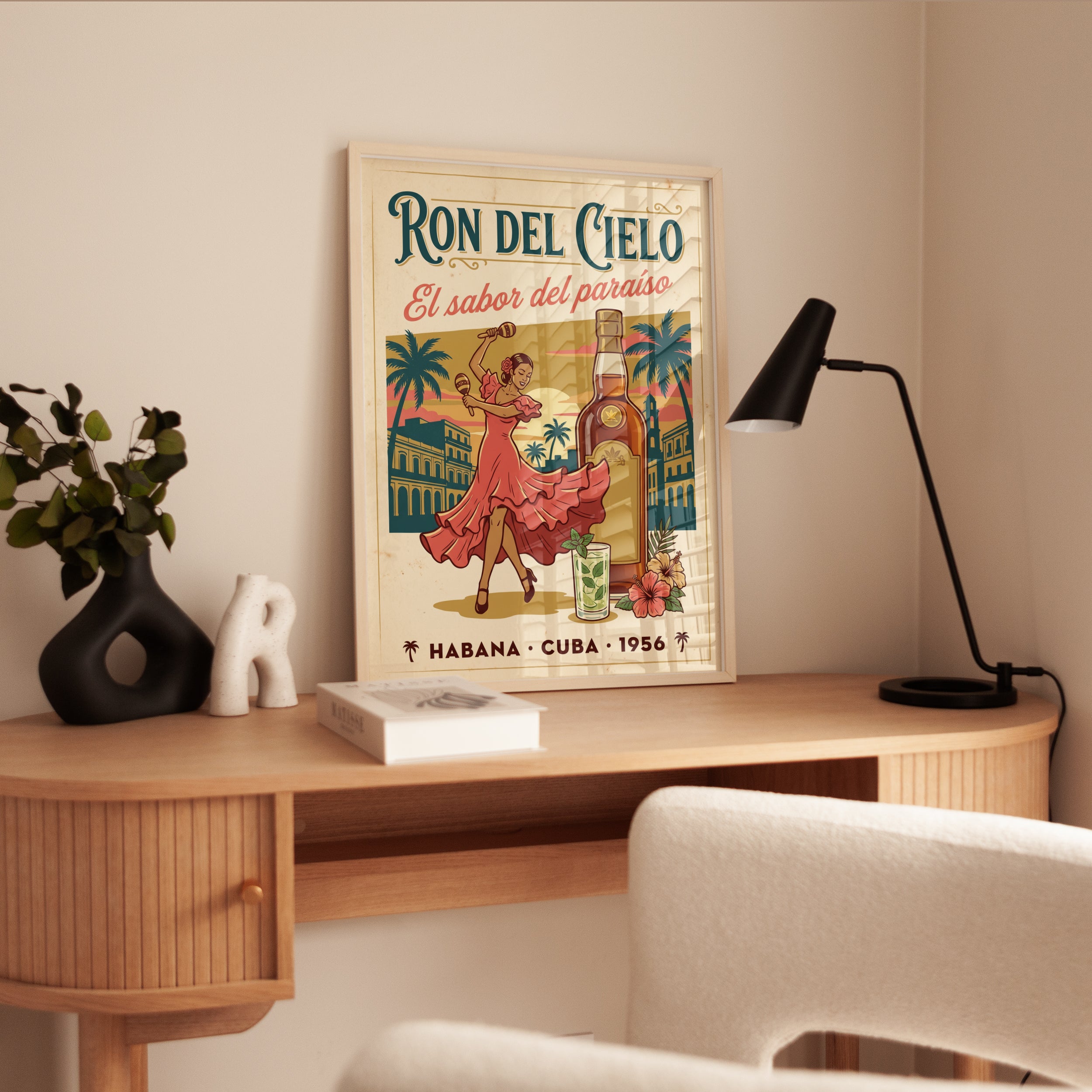 Ron del Cielo Rum Poster: Vintage Cuban Havana Art Print - interior