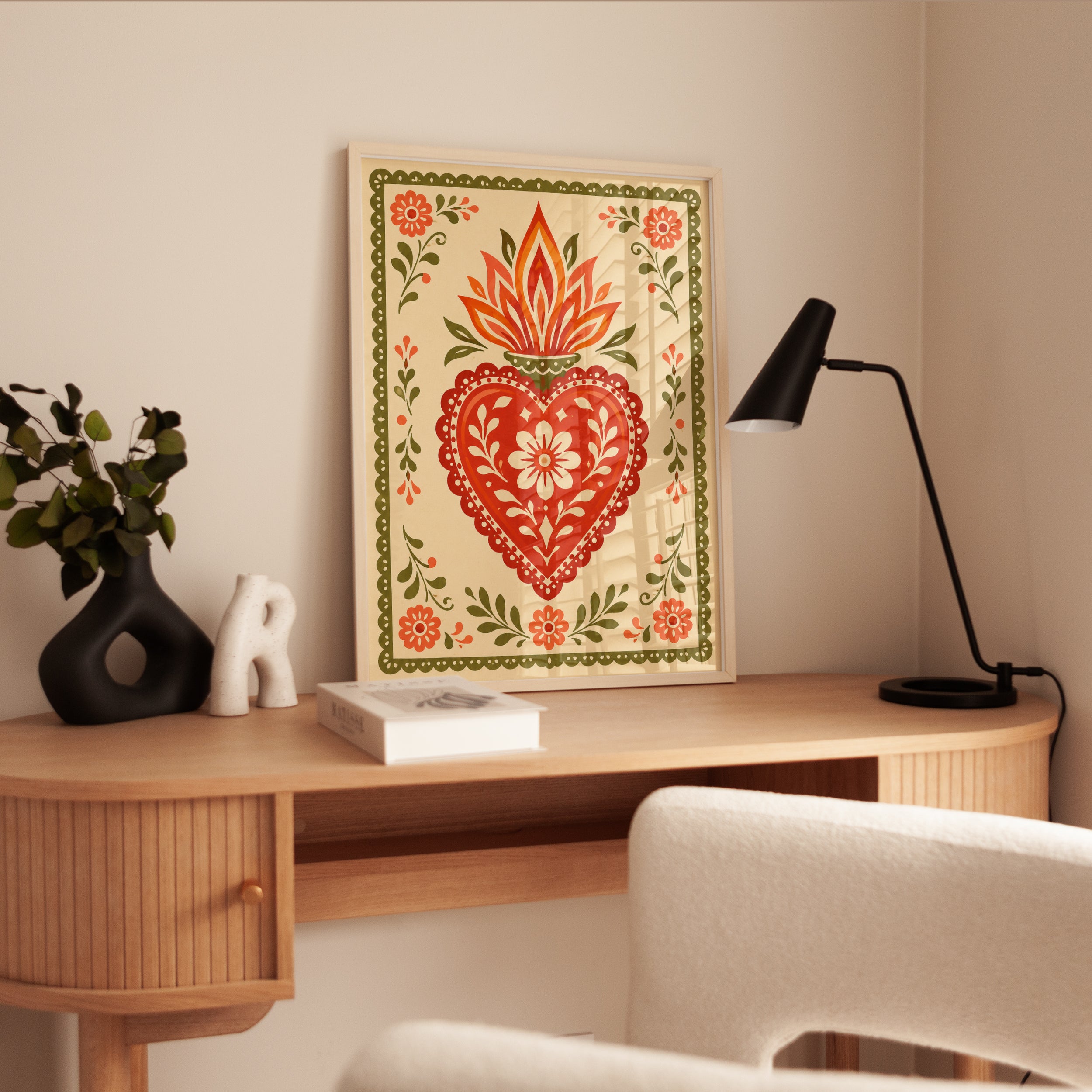 Folk Art Sacred Heart Print - interior