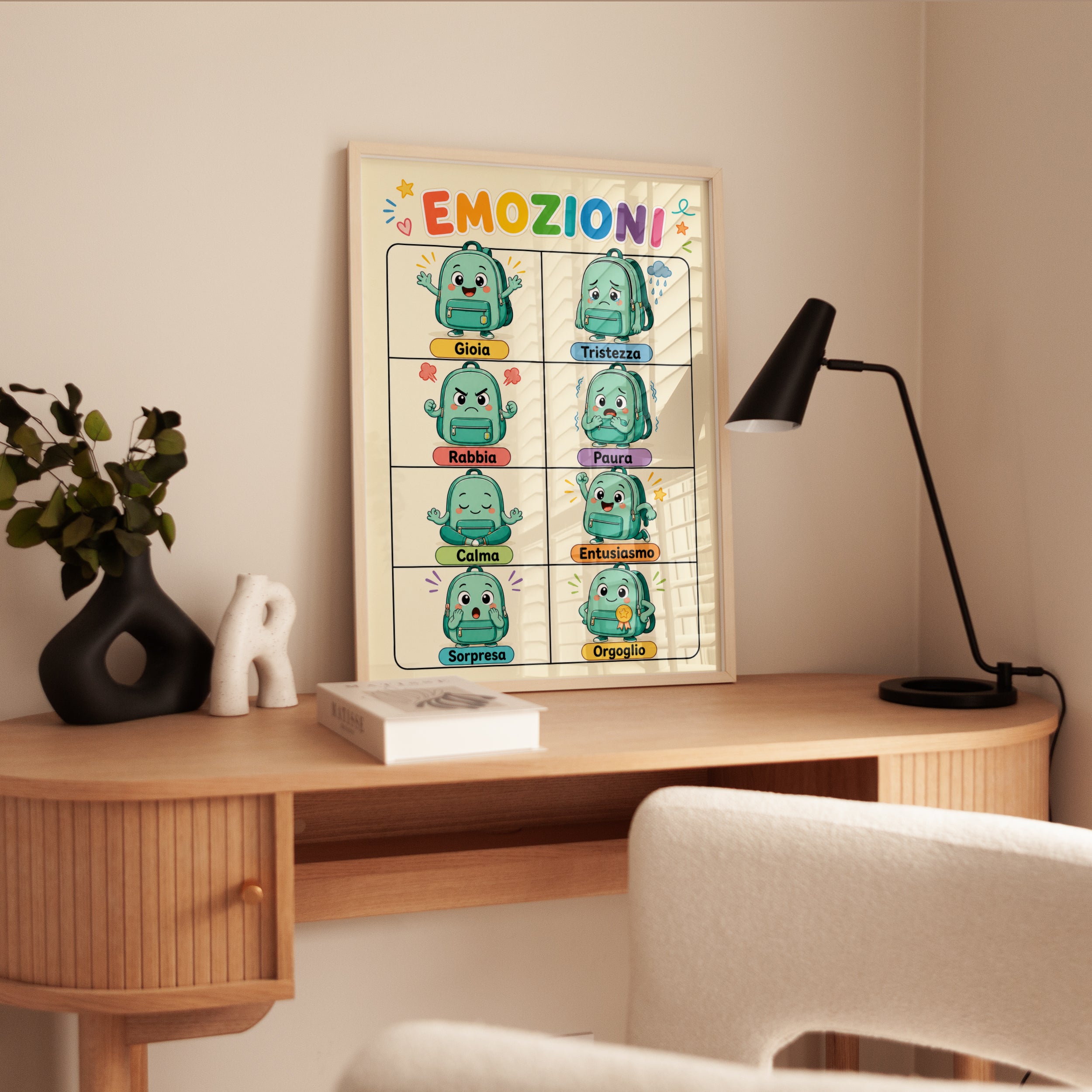 Italian Emotions Chart Print: Playful Kids Poster for Classroom & - interior