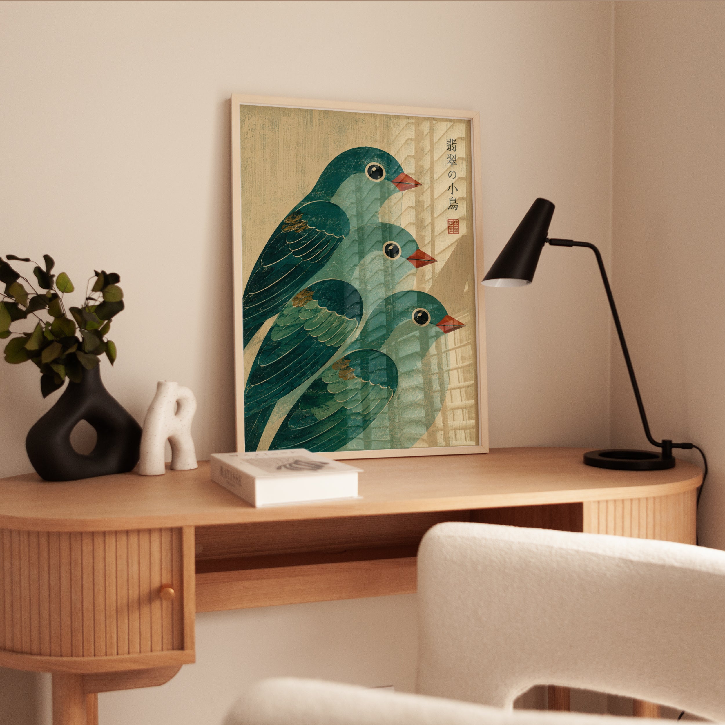 Japanese Bird Art Print — Vintage Woodblock Style - interior