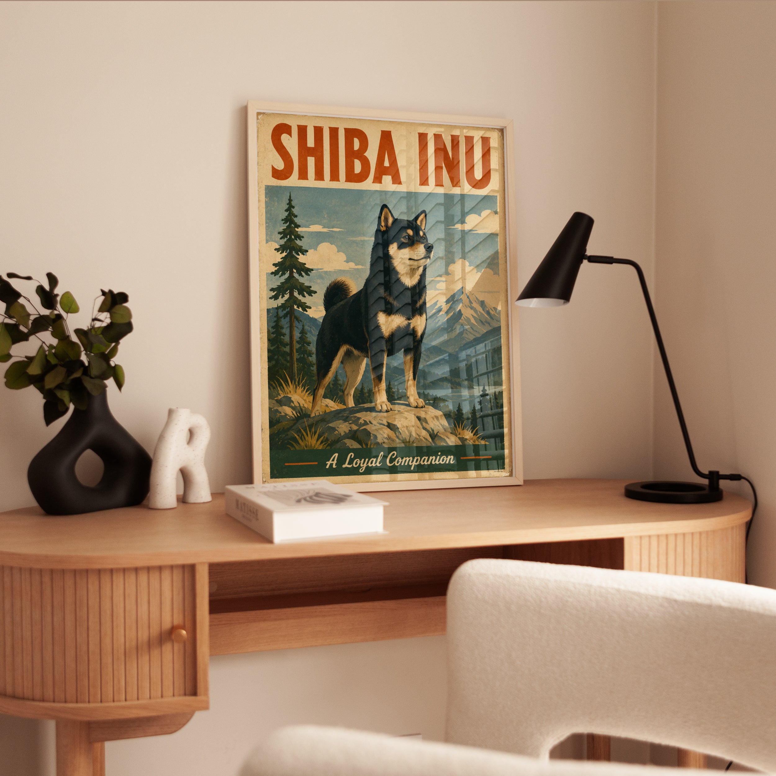 Dog Breed Poster – Vintage Shiba Inu Print - interior