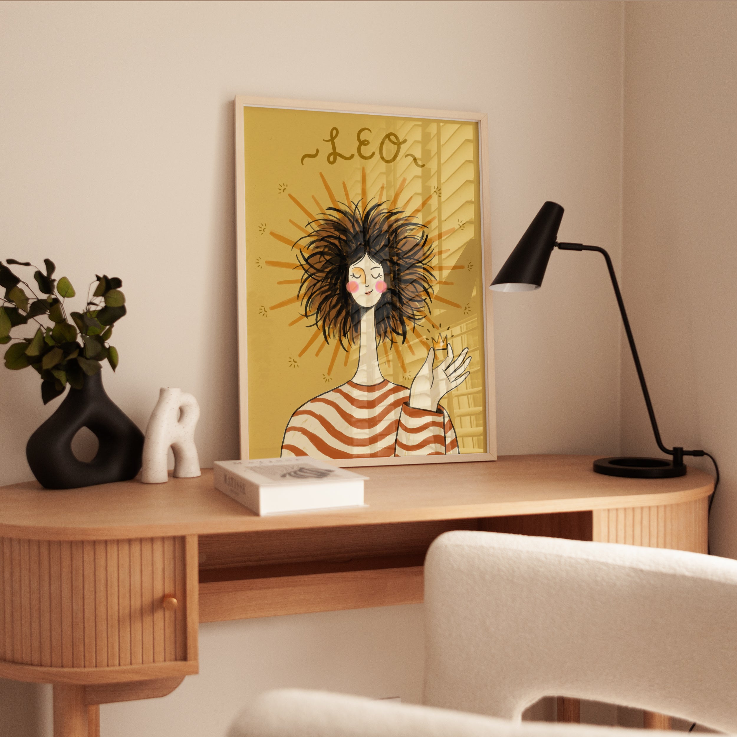 Leo Zodiac Print – Sun Hair Illustration - interior