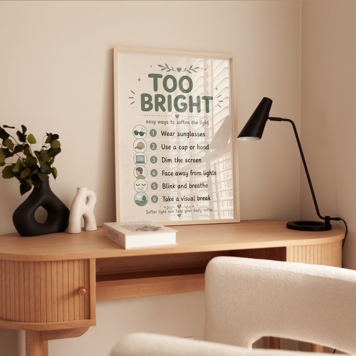 Sensory Wall Art Print – Light Sensitivity Tips - interior