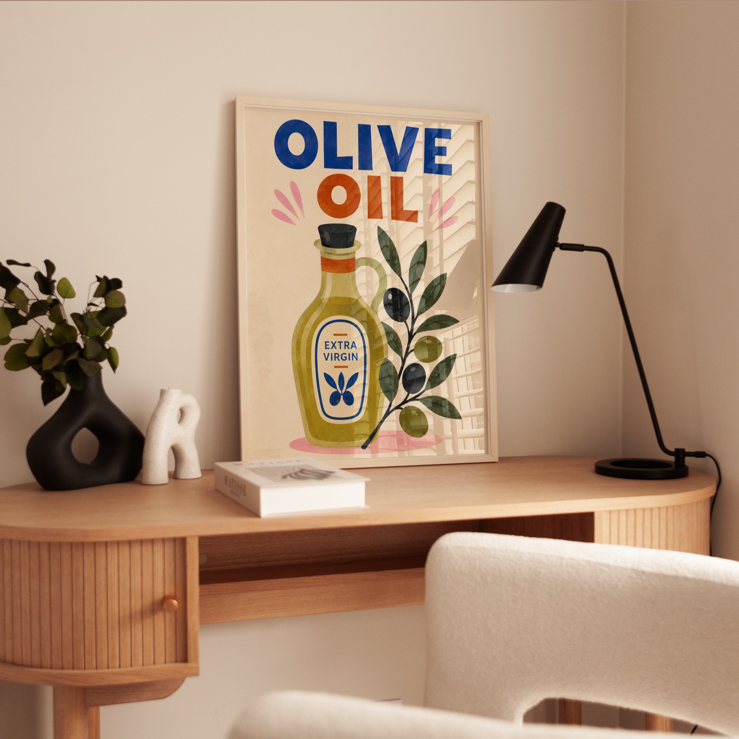 Olive Oil Kitchen Print – Food Illustration Art - interior
