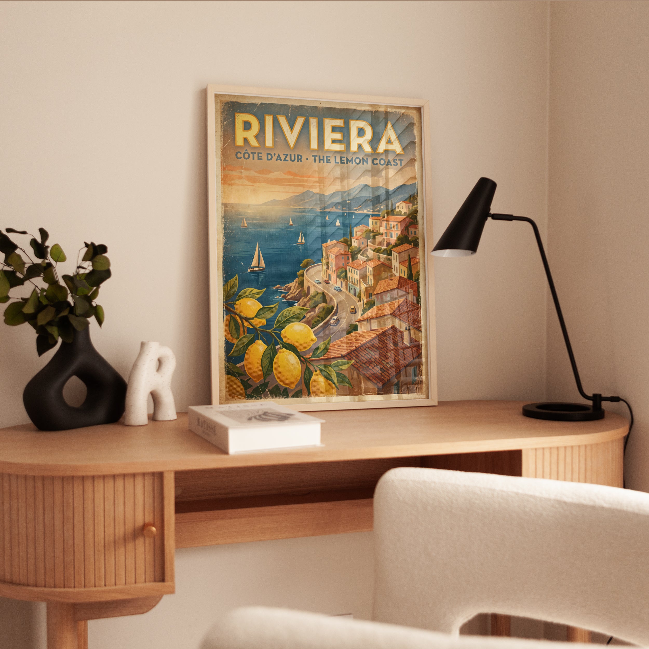 Vintage Riviera Travel Poster – French Côte d'Azur Lemon Coast - interior