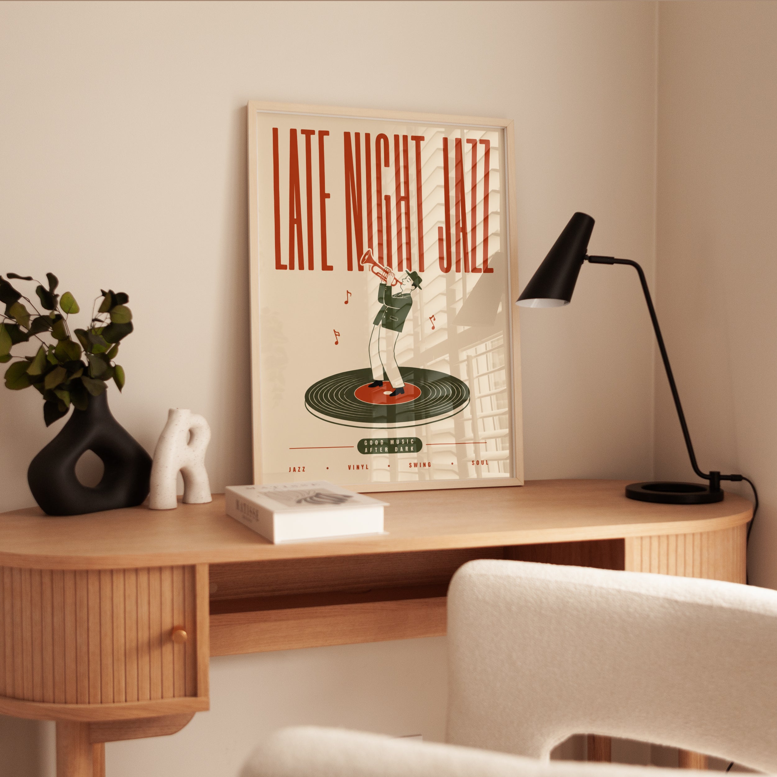Mid-Century Jazz Poster – Retro Musician - interior