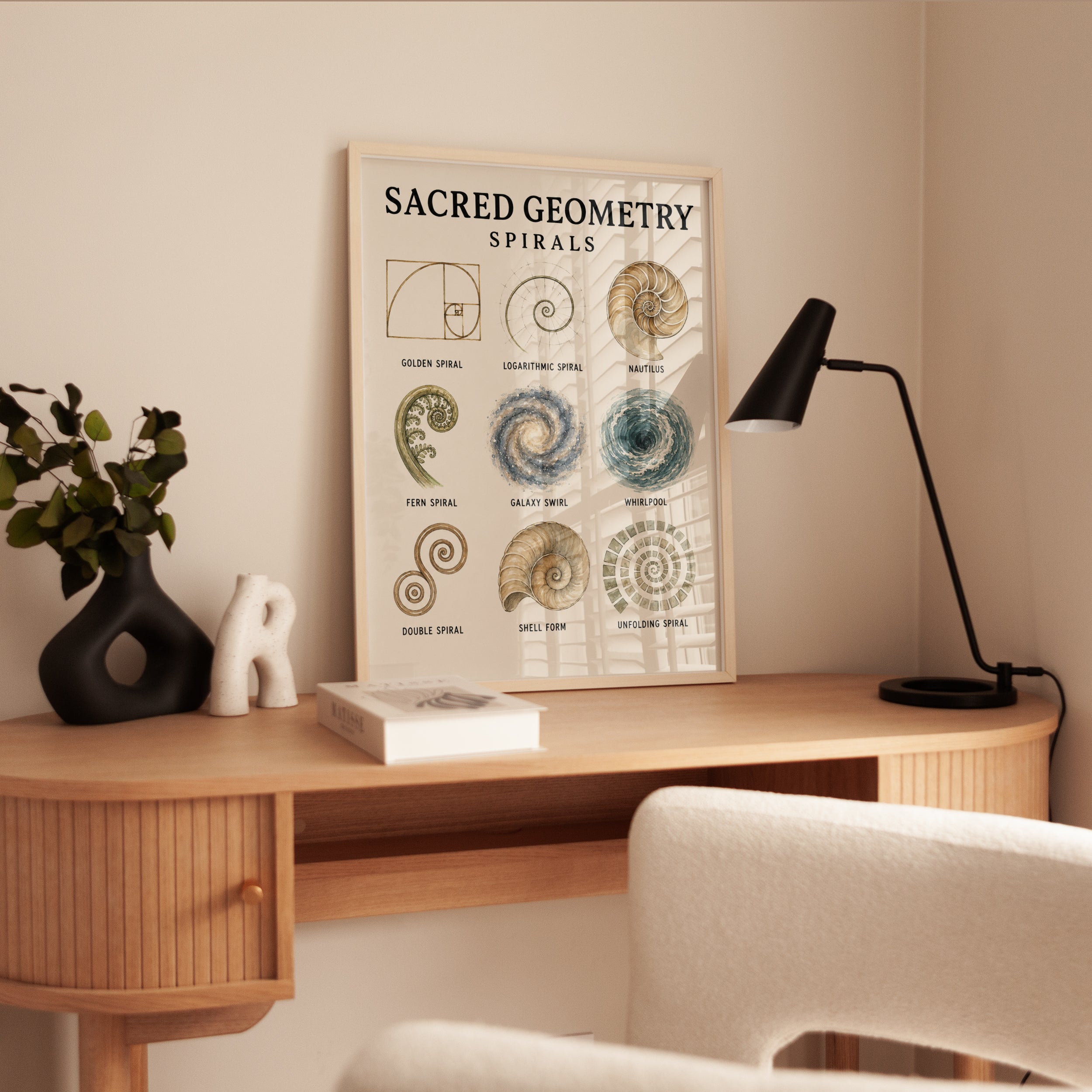 Sacred Geometry Spirals Print — Educational Science Chart - interior