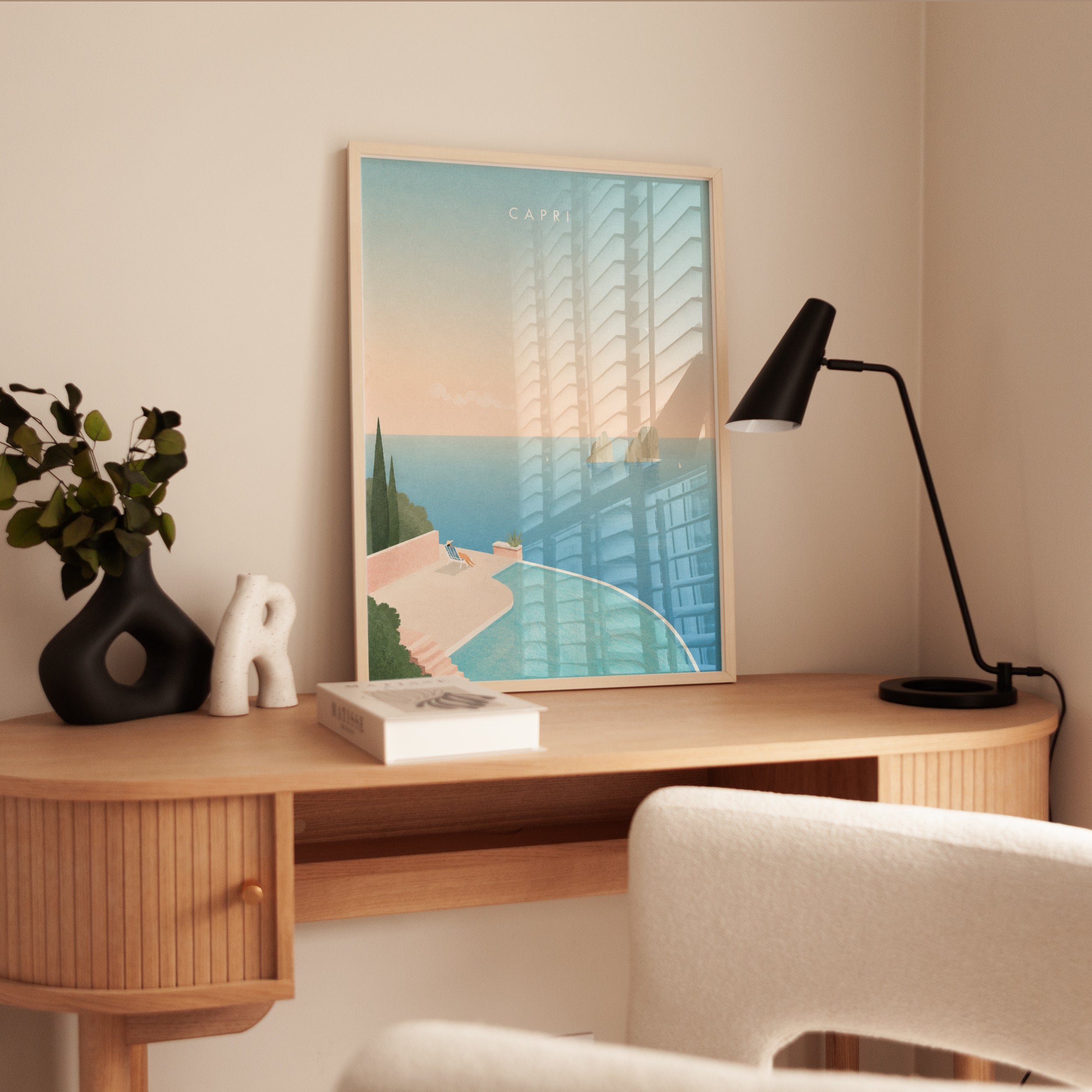 Capri Coast Art Print: Minimalist Italian Mediterranean Sea View - interior