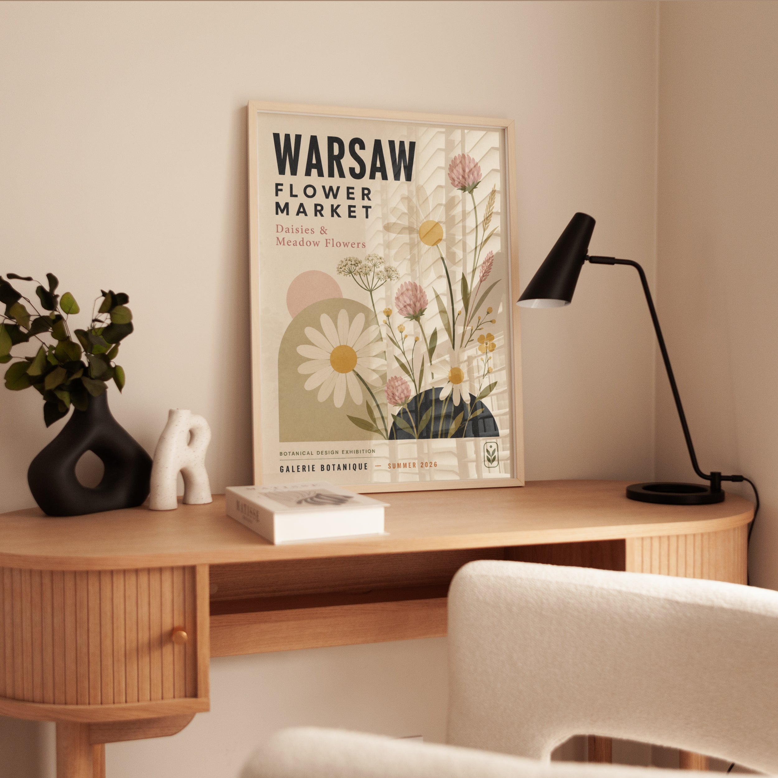 Botanical Flower Market Poster — Warsaw Daisies & Meadow Flowers - interior