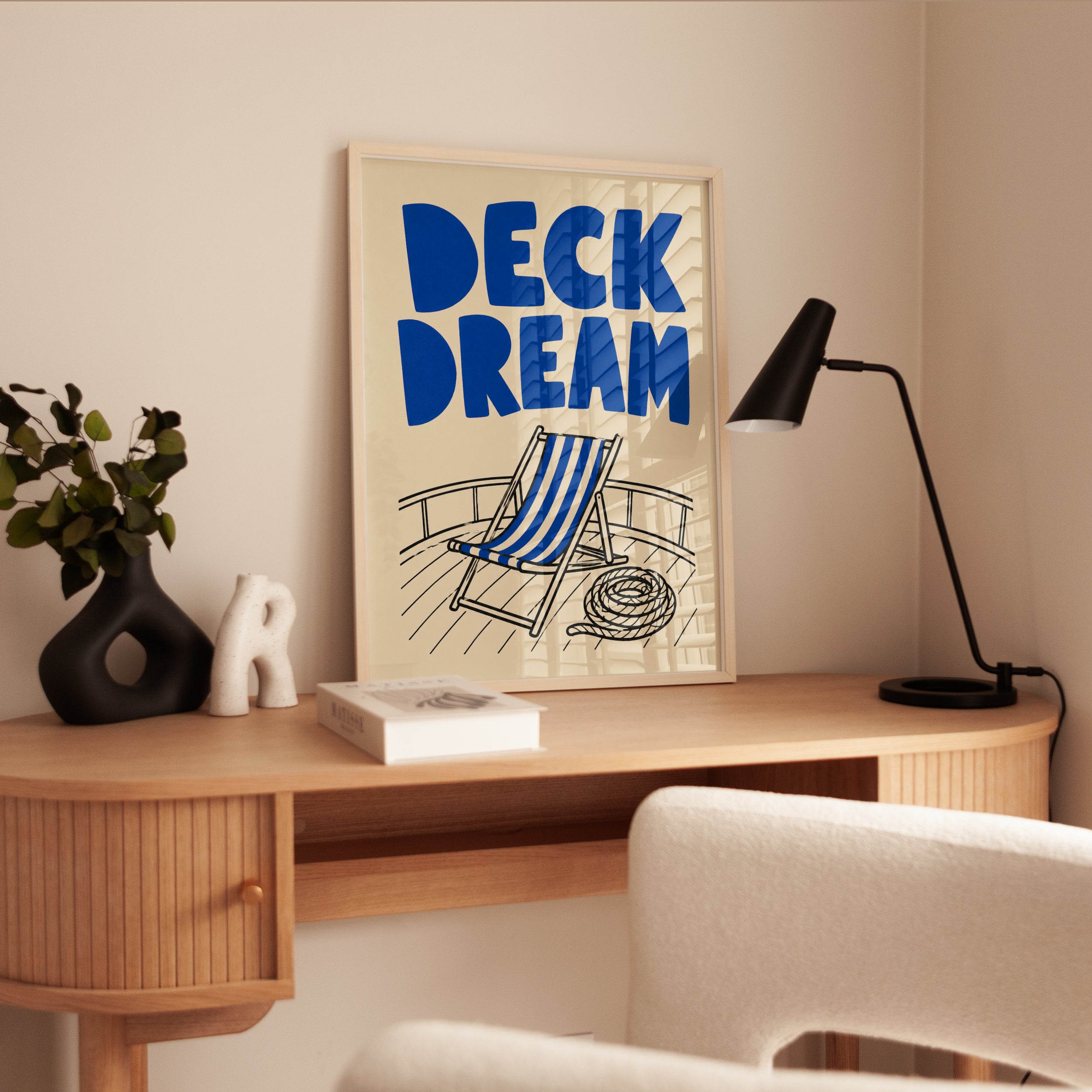 Deck Chair Wall Art – Nautical Beach Print - interior