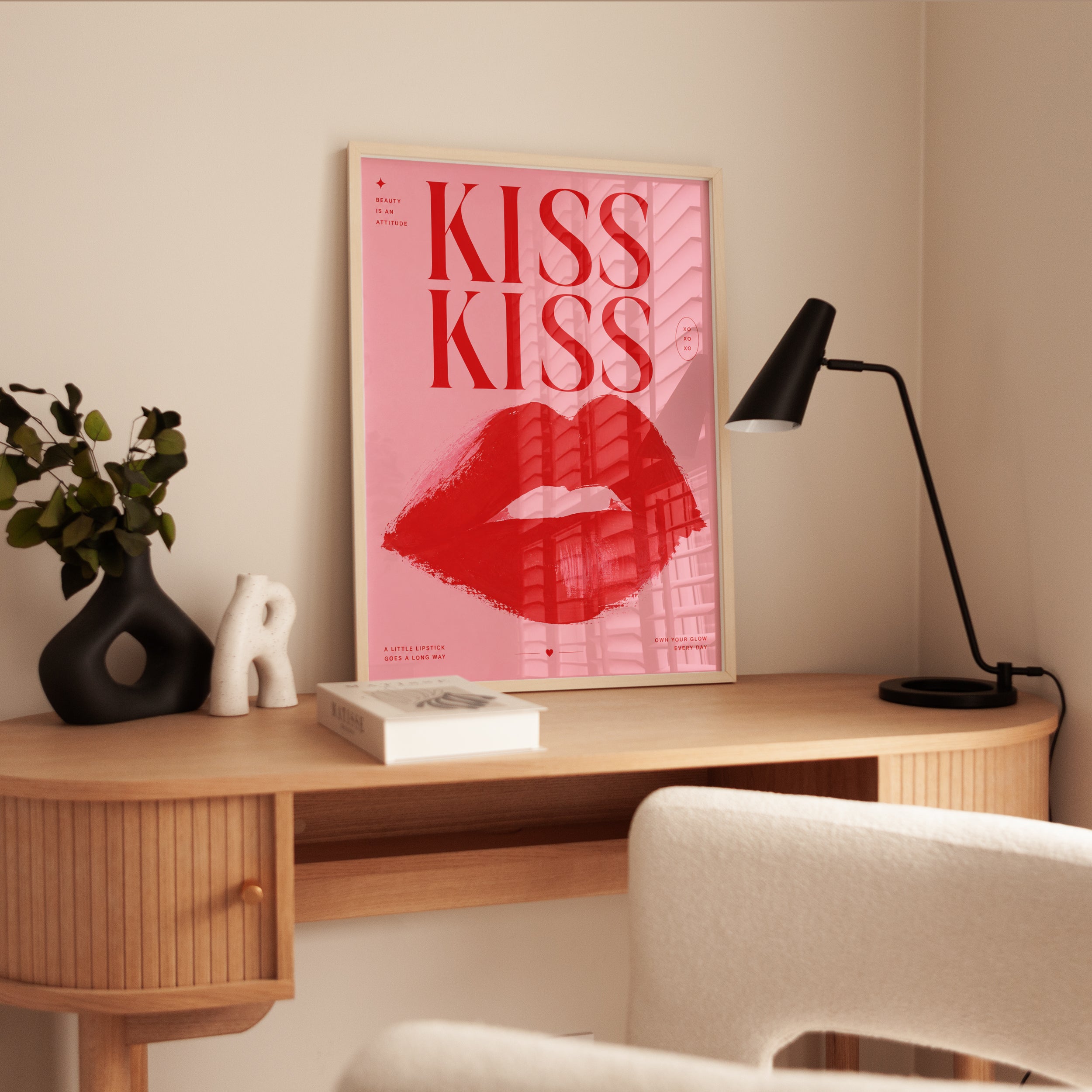 Kiss Poster – Pink Lips Wall Art - interior
