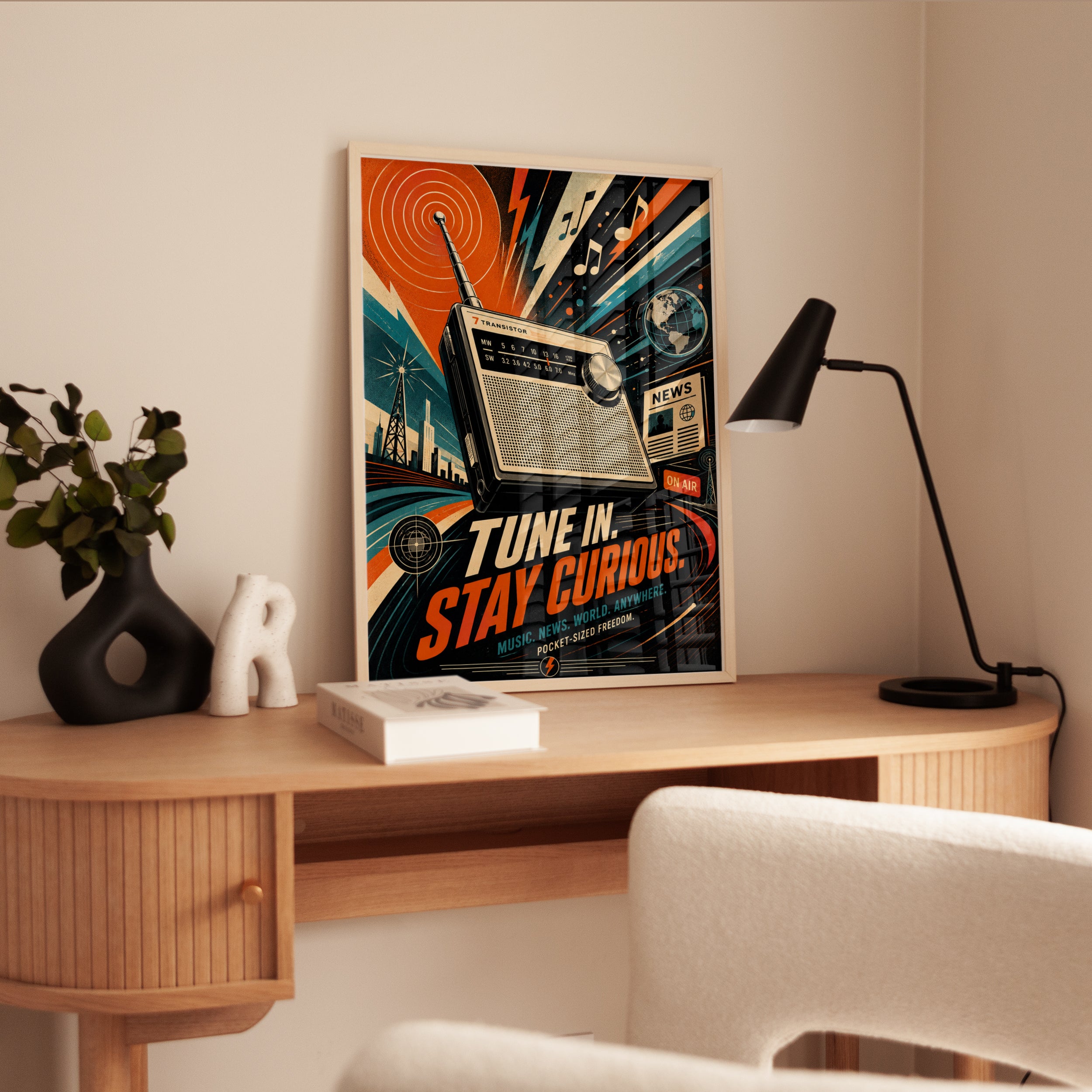 Vintage Radio Poster – Retro Music Wall Art - interior
