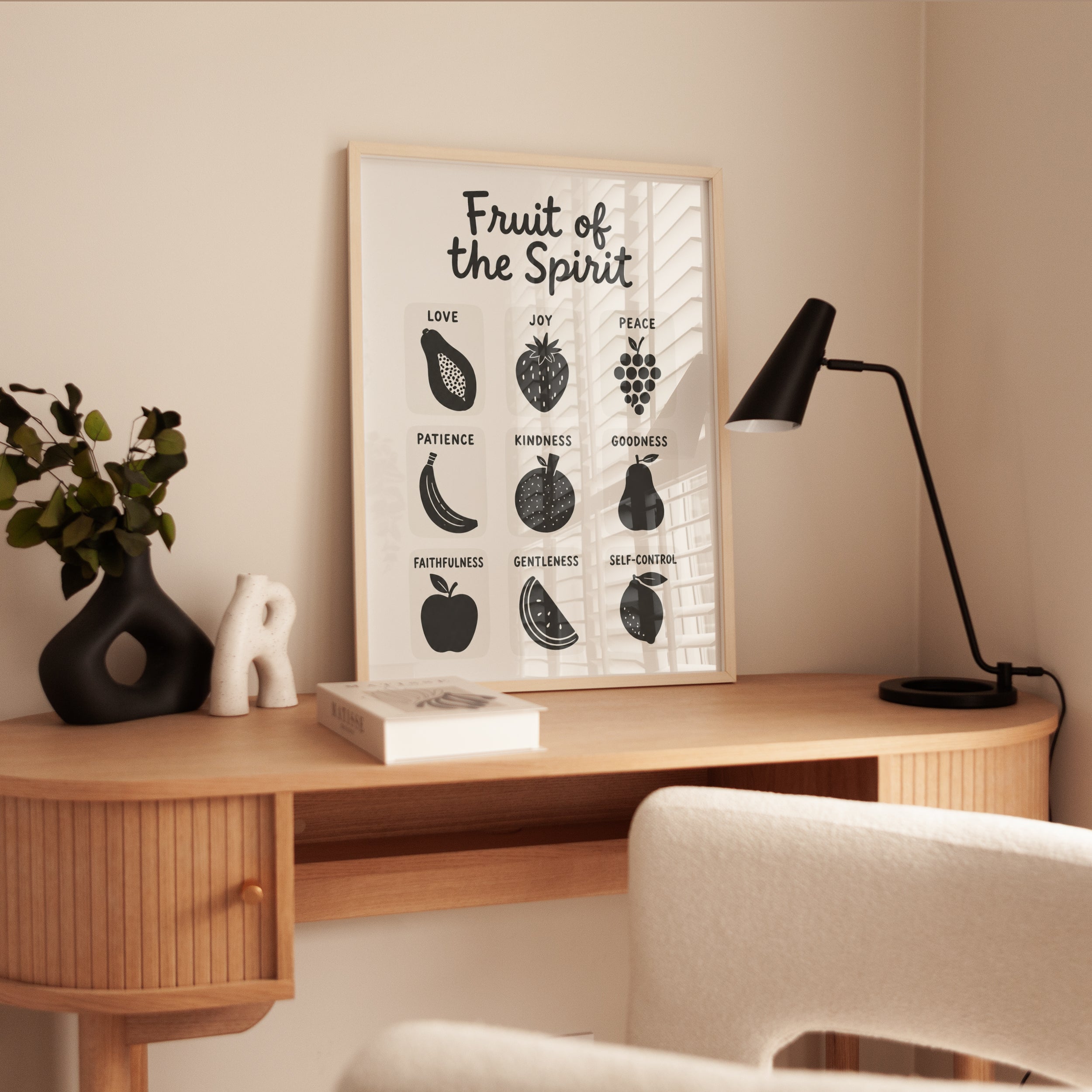 Fruit of the Spirit Print: Minimalist Christian Scripture Art - interior