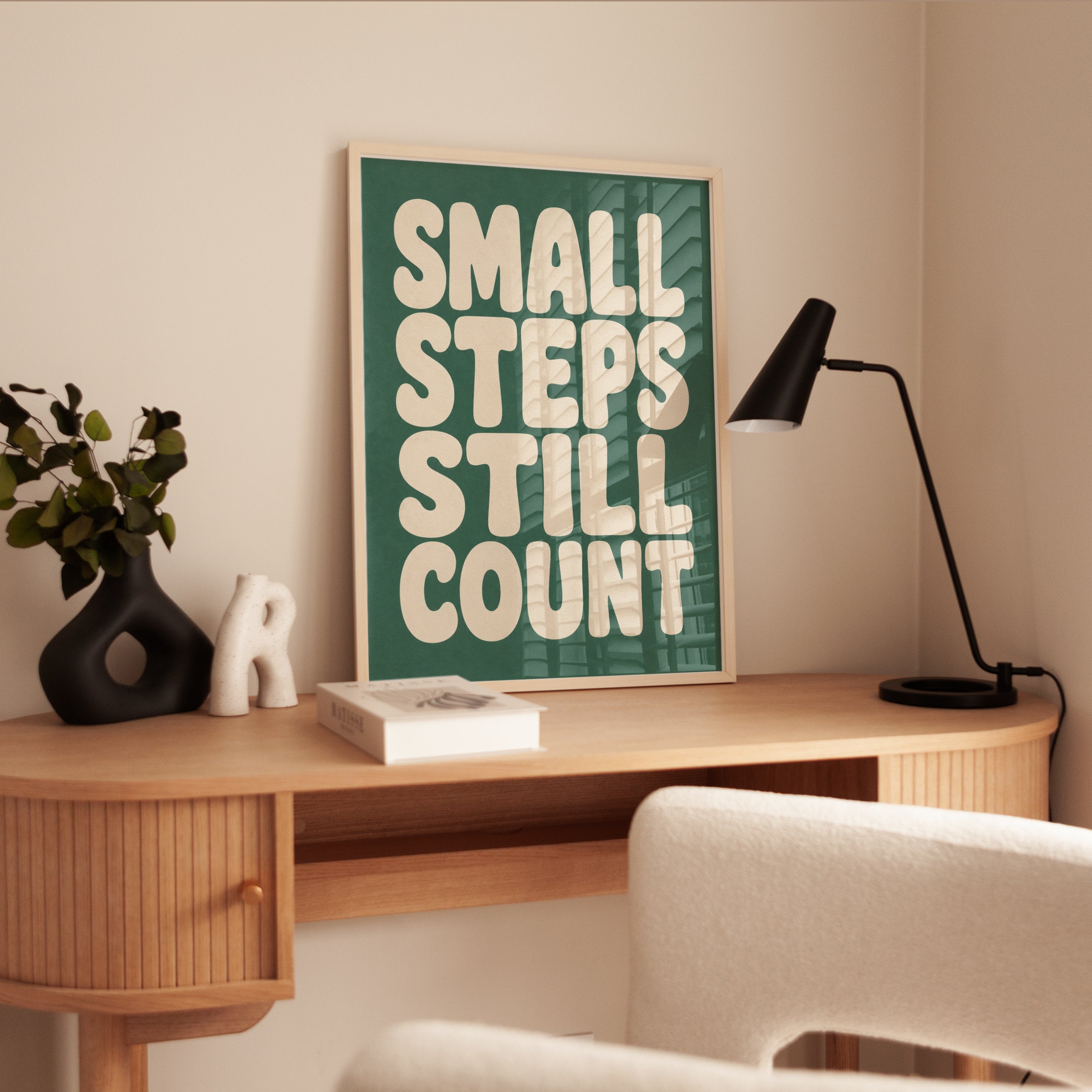Small Steps Still Count Print: Bold Retro Lettering - interior