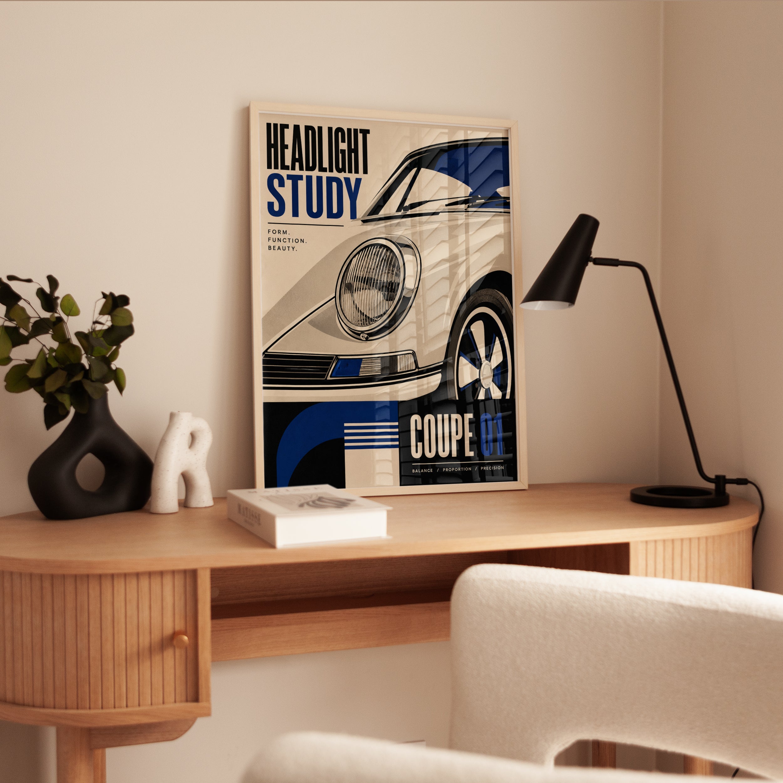 Retro Porsche Coupe Print - interior