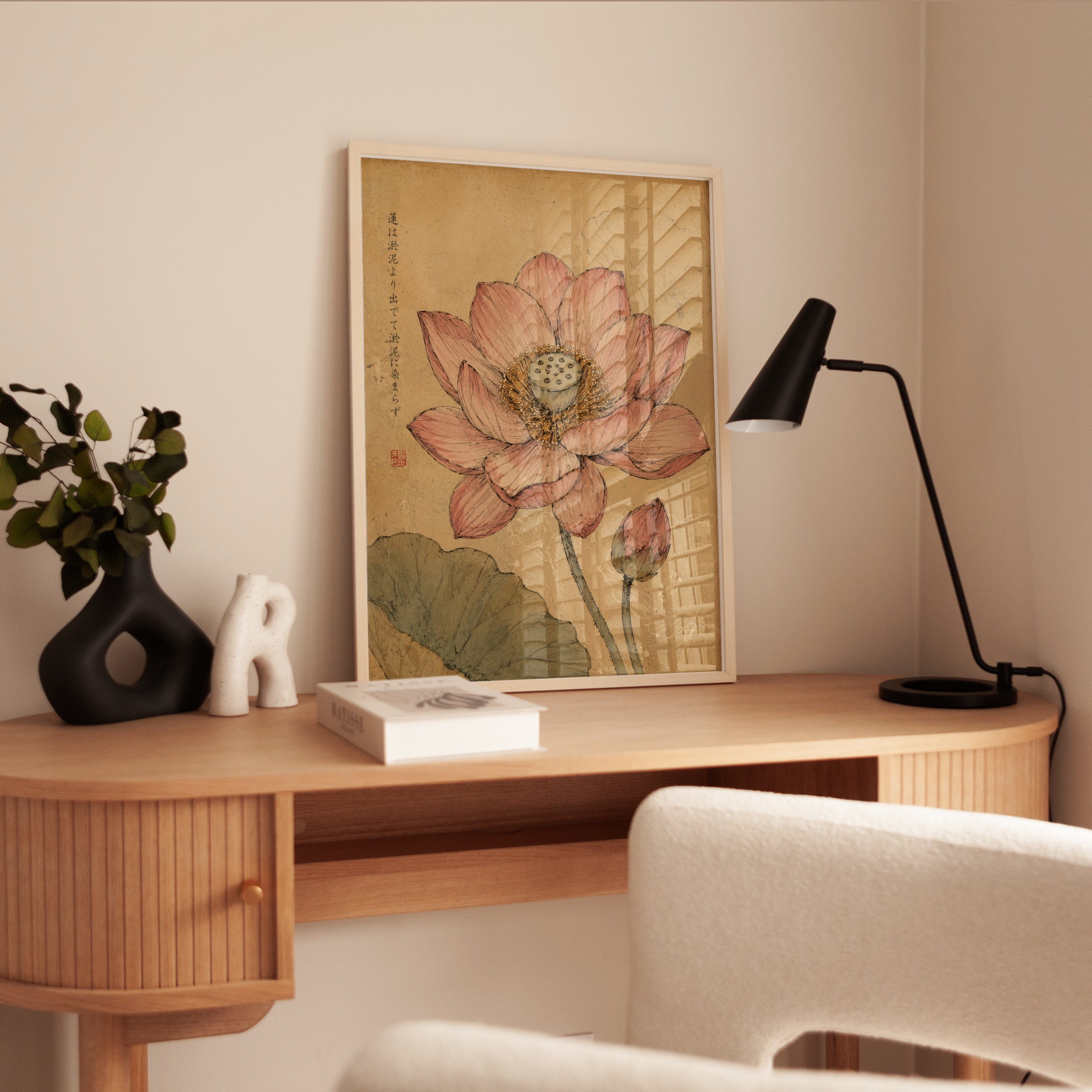 Japanese Lotus Flower Print — Vintage Botanical Art - interior
