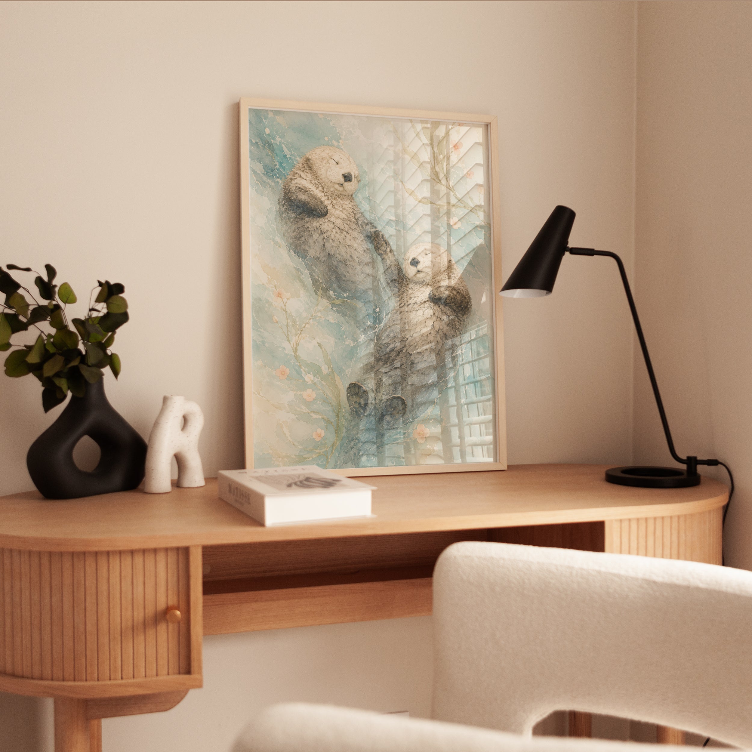 Watercolor Otter Print — Dreamy Whimsical Animal Art - interior