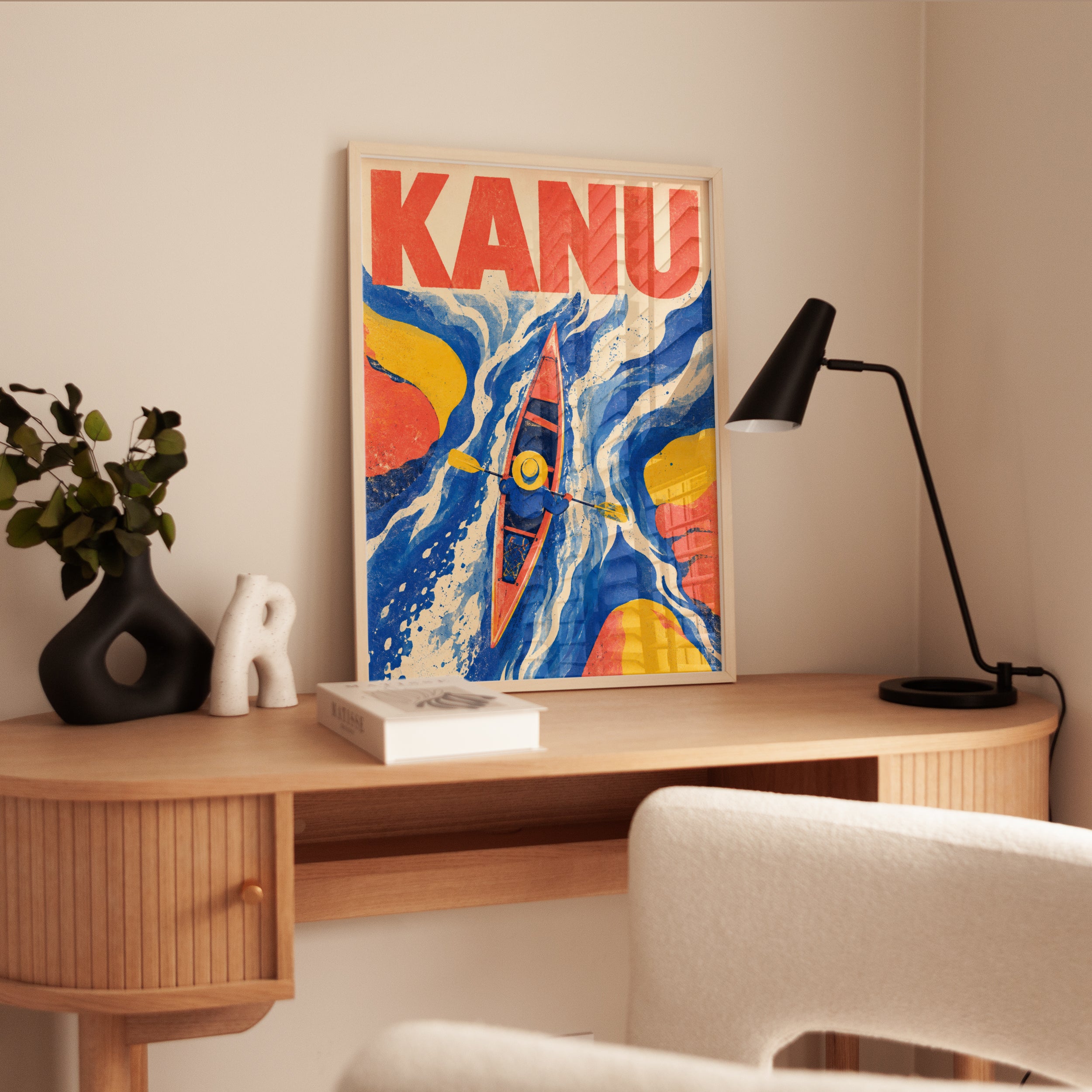 Kayak Wall Art – Retro Water Sports Print - interior