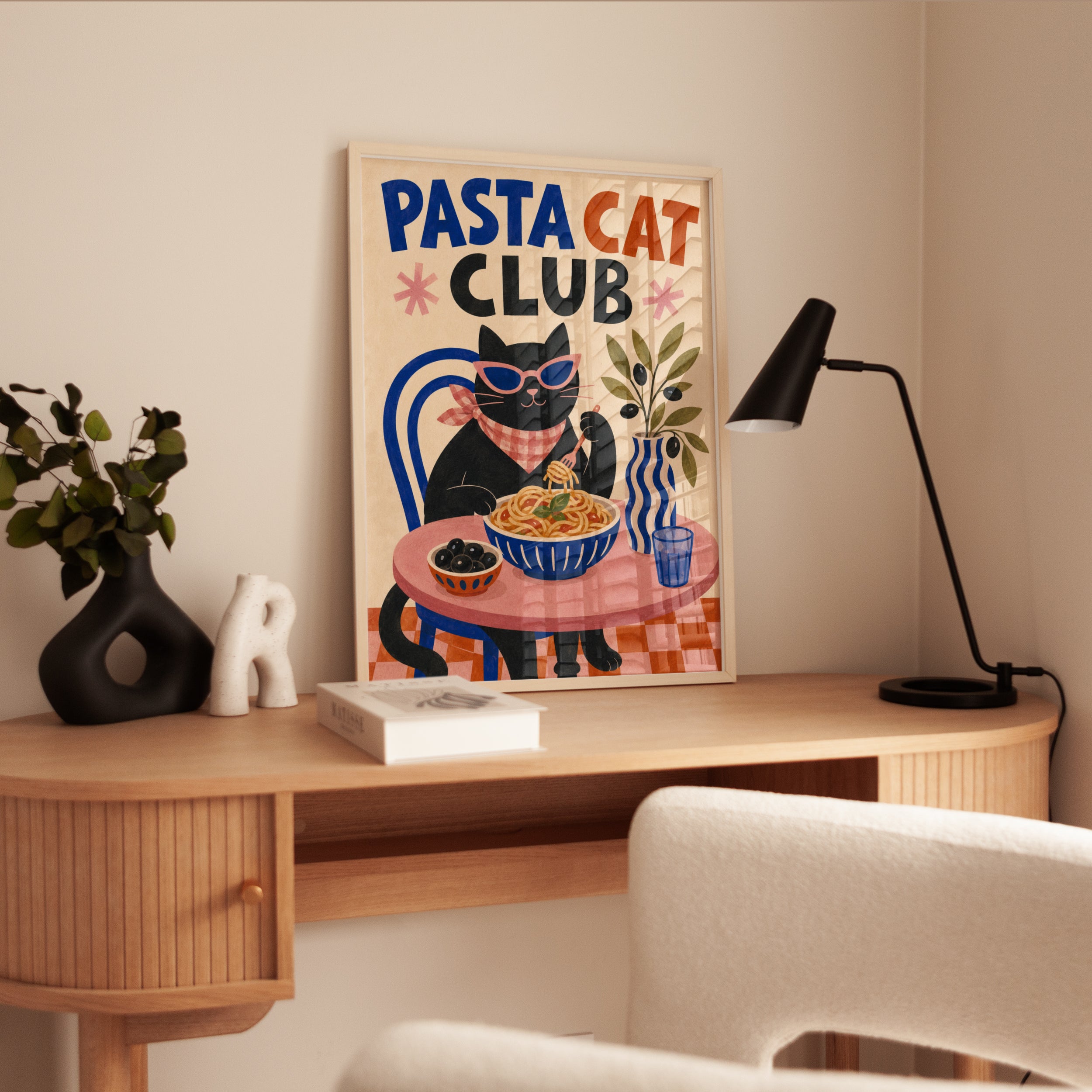 Retro Cat Pasta Poster - interior