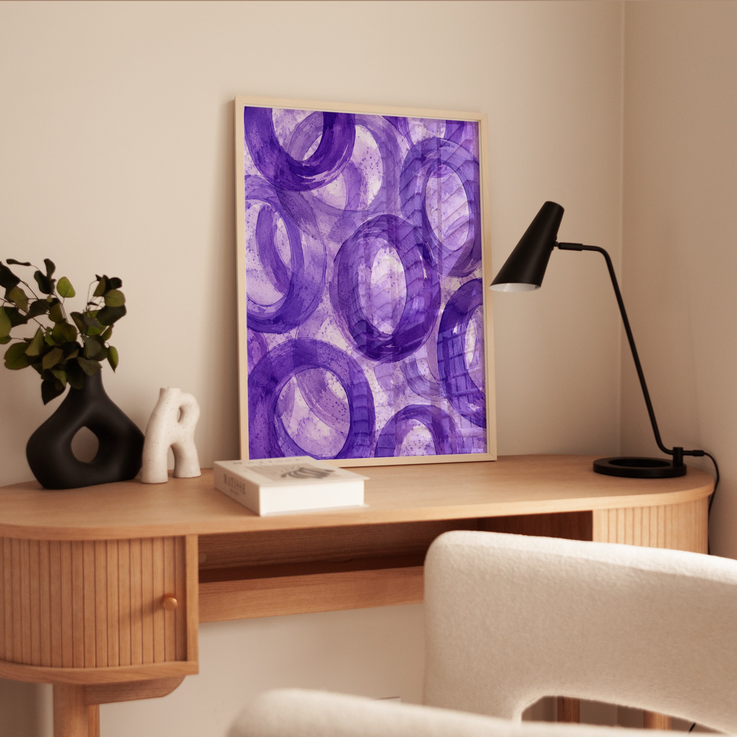 Purple Abstract Circles Print - interior