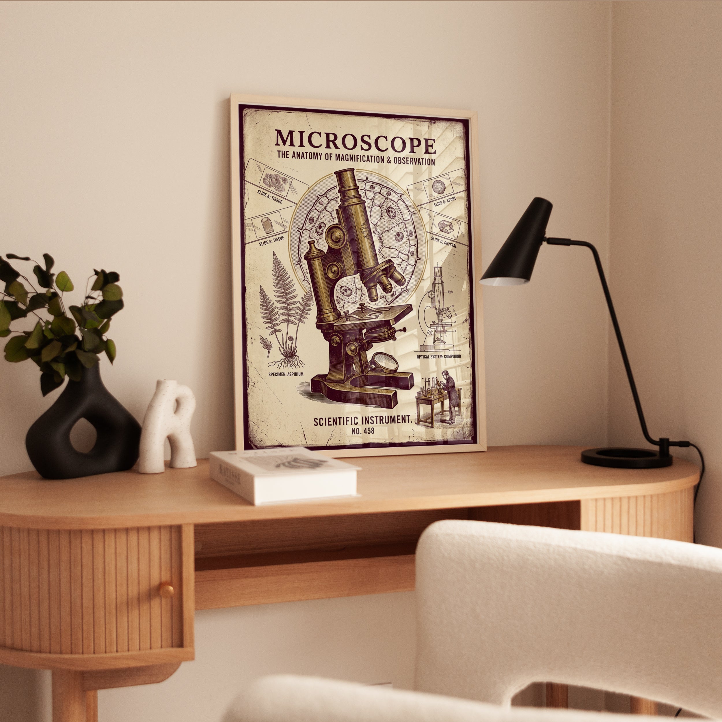 Vintage Microscope Poster: Scientific Anatomy Illustration - interior