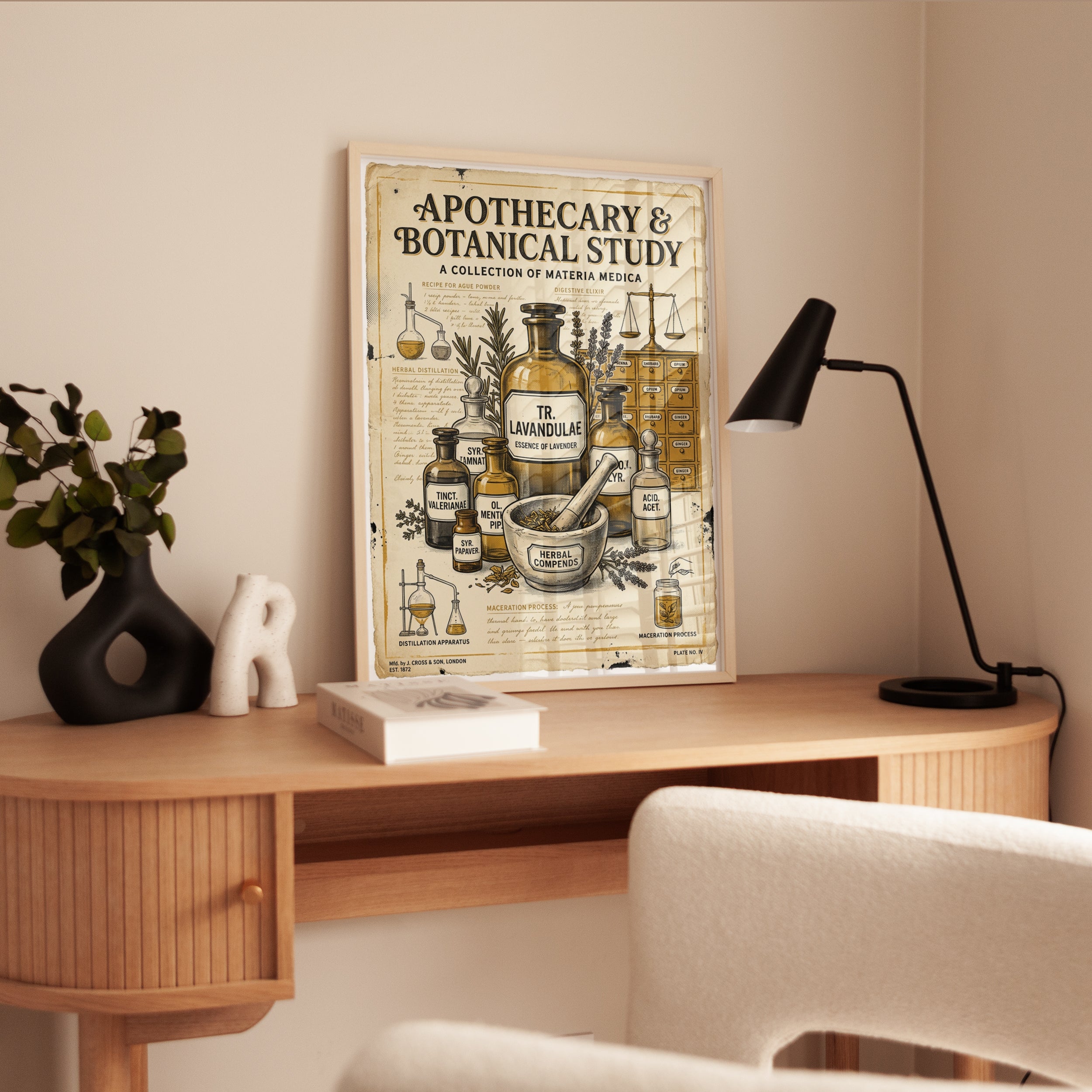 Apothecary Botanical Study Poster: Vintage Medicinal Herbs Art - interior