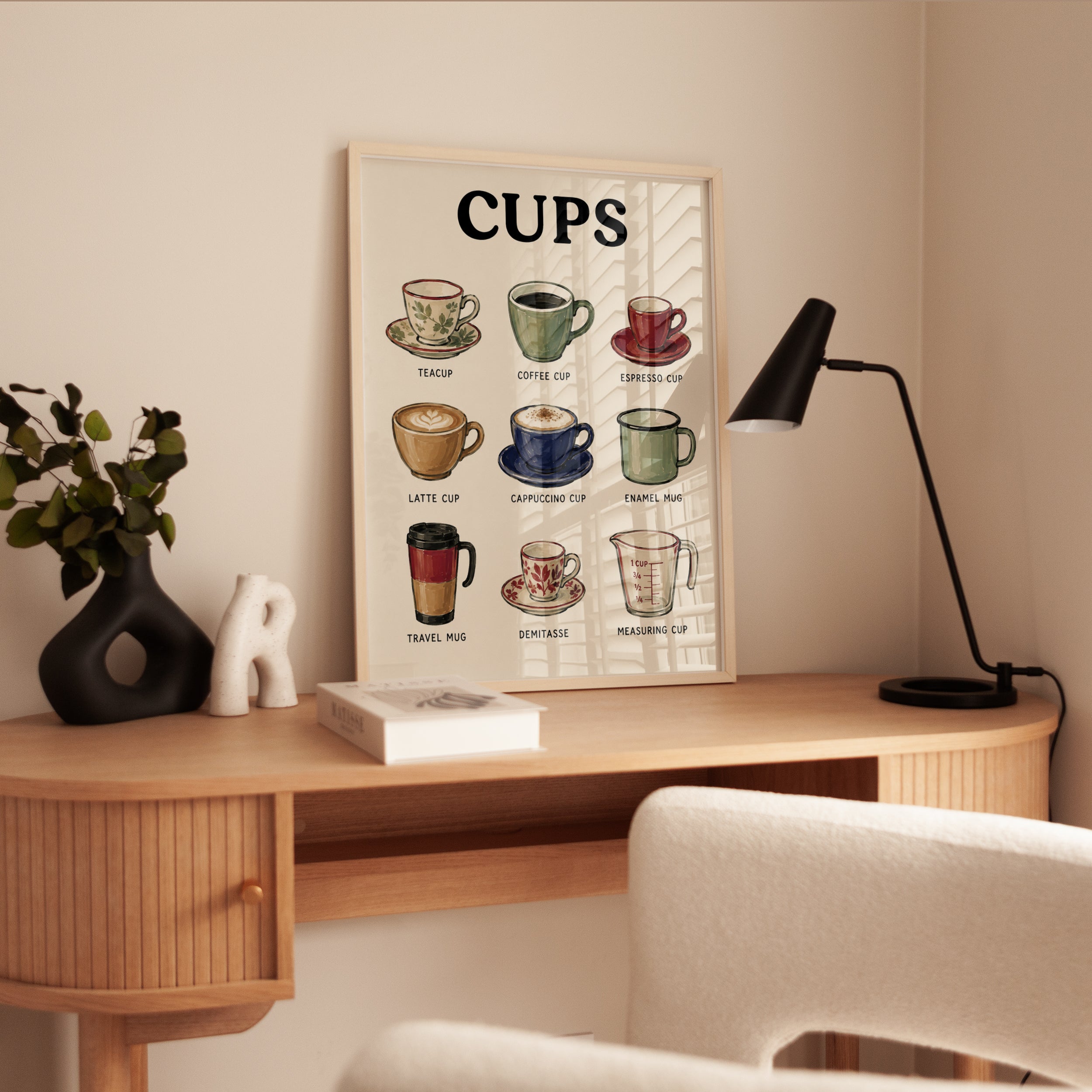 Coffee Cups Wall Art – Kitchen Decor Print - interior