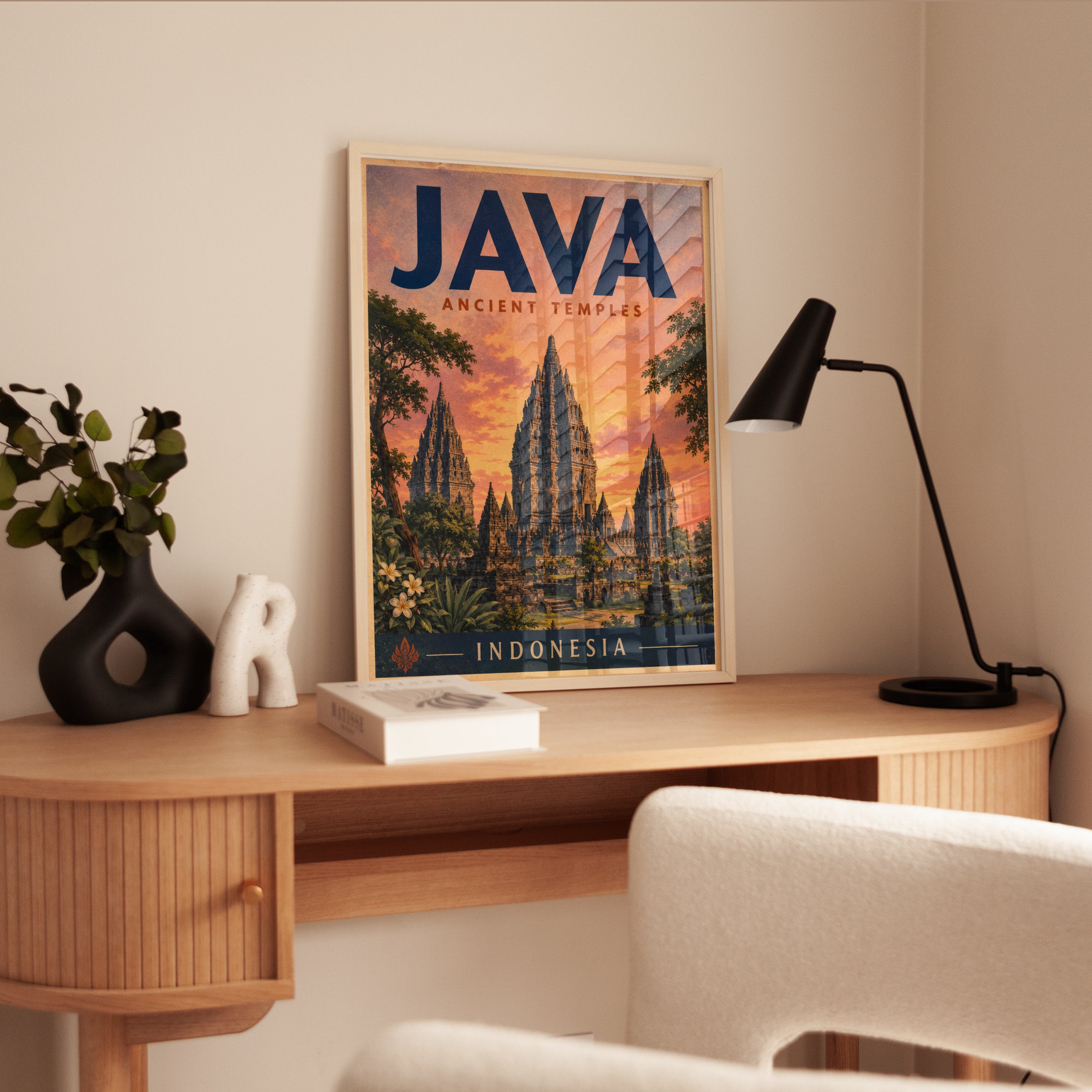 Vintage Travel Poster – Java Indonesia Print - interior
