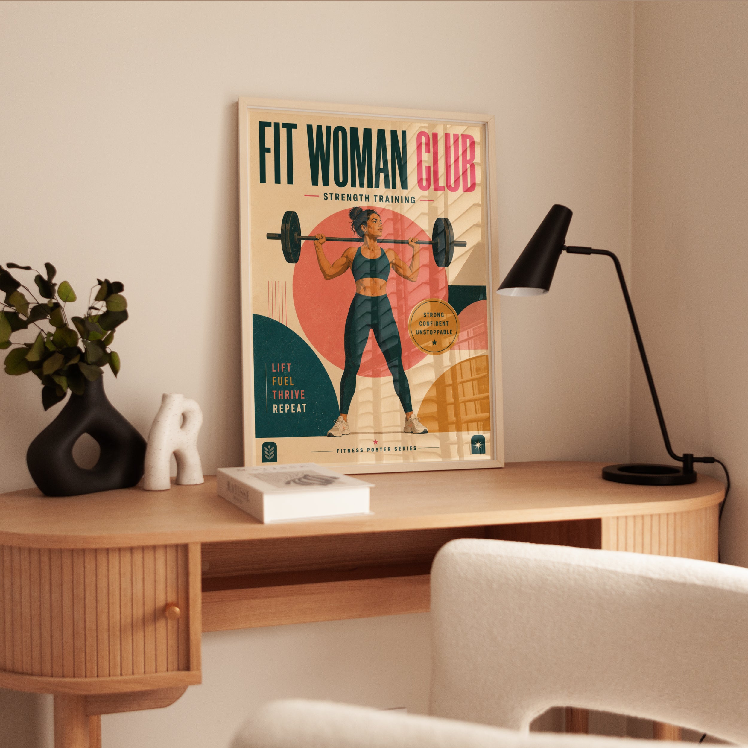 Fitness Wall Art: Retro Strength Training Poster (Home Gym Decor) - interior
