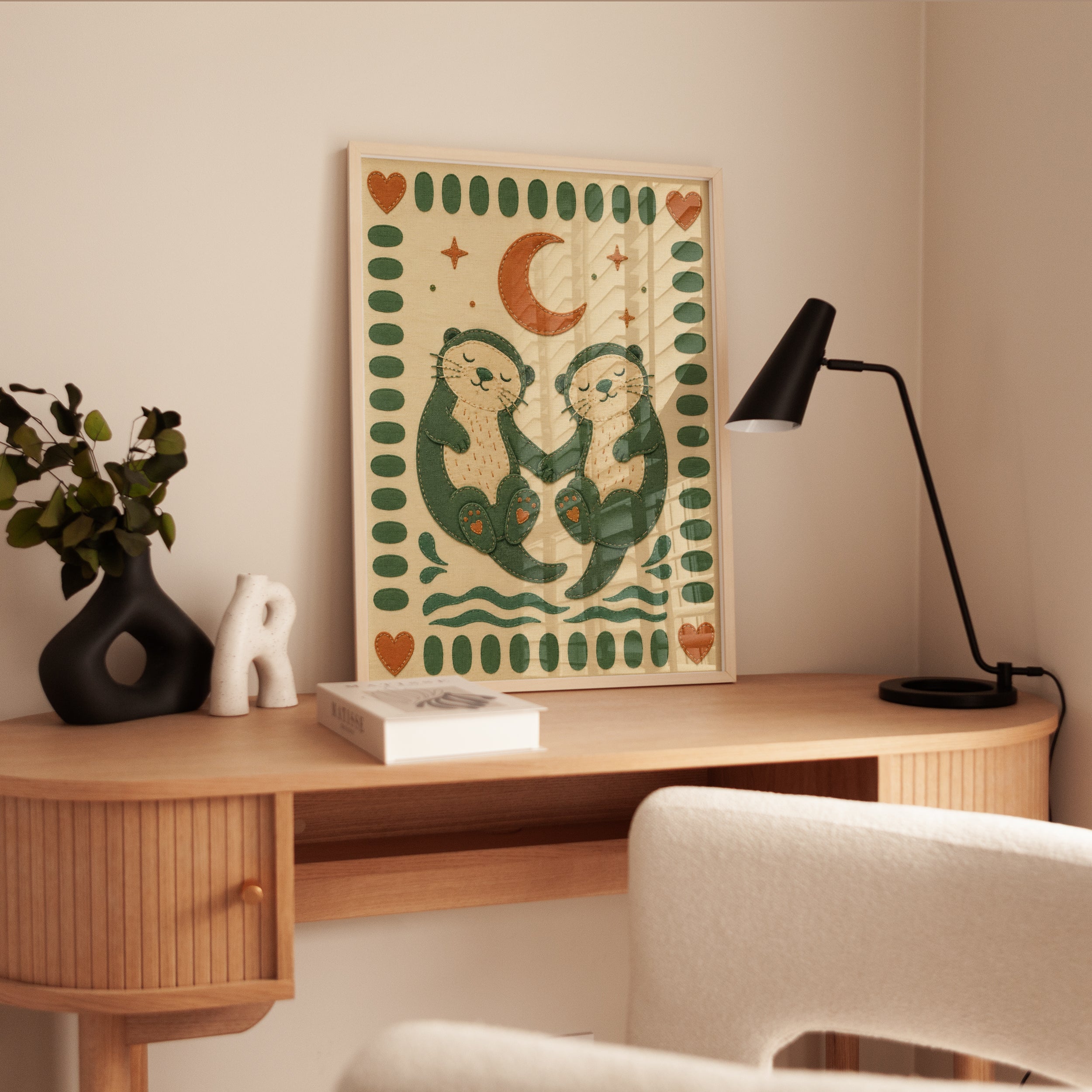 Otter Nursery Wall Art – Folk Art Animal Print - interior