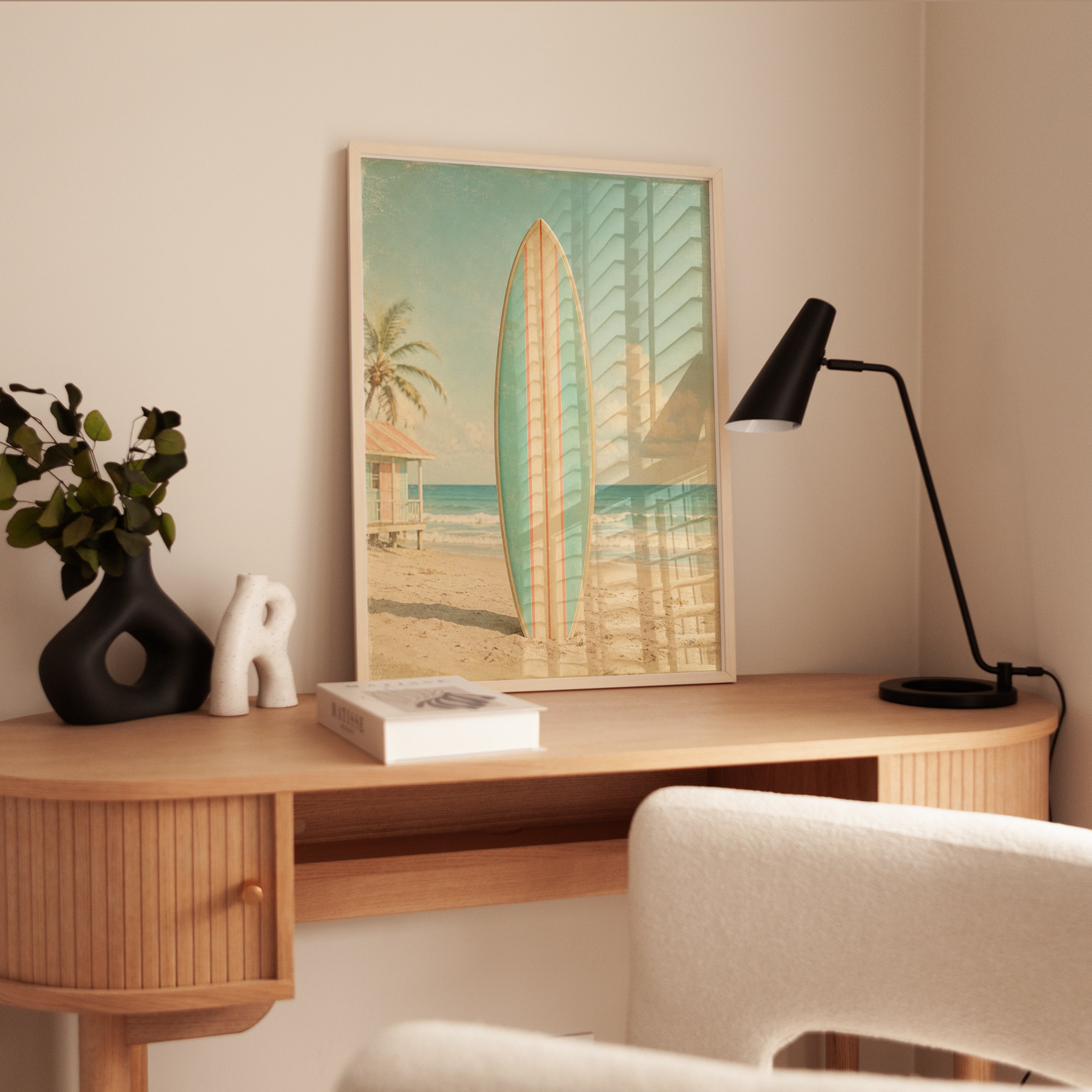 Vintage Surfboard Print – Beach Wall Art - interior
