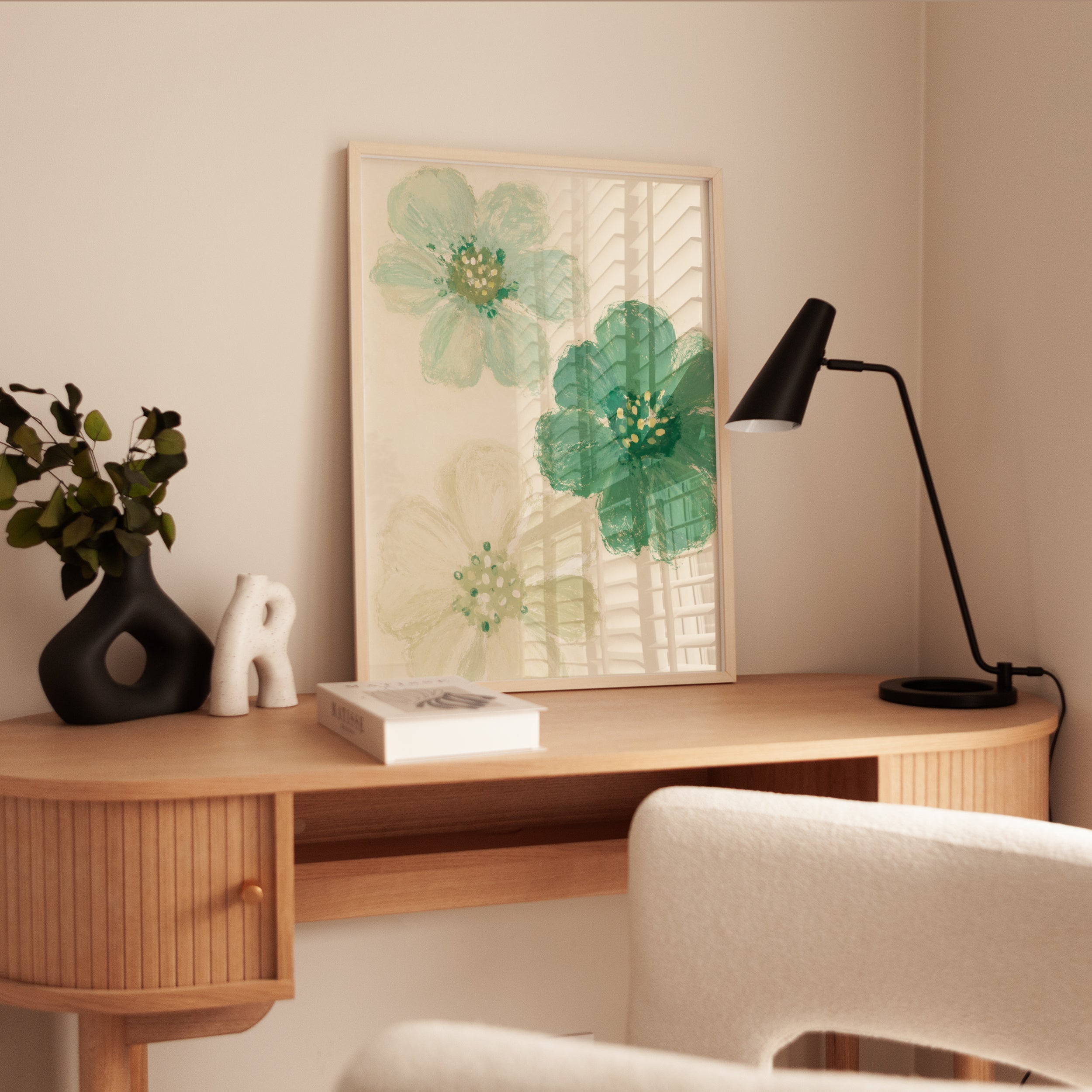 Green Floral Wall Art – Botanical Flower Print - interior
