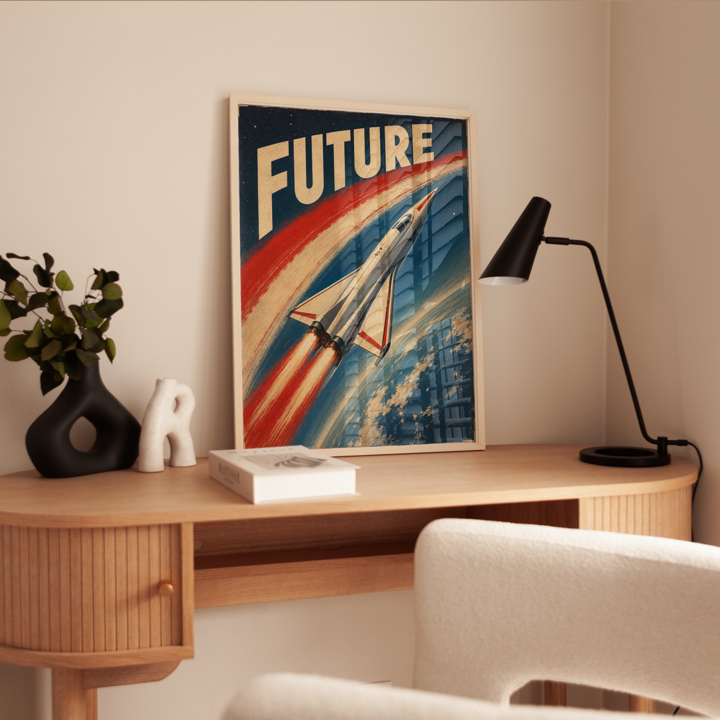 Retro Rocket Poster – Vintage Space Travel Art - interior