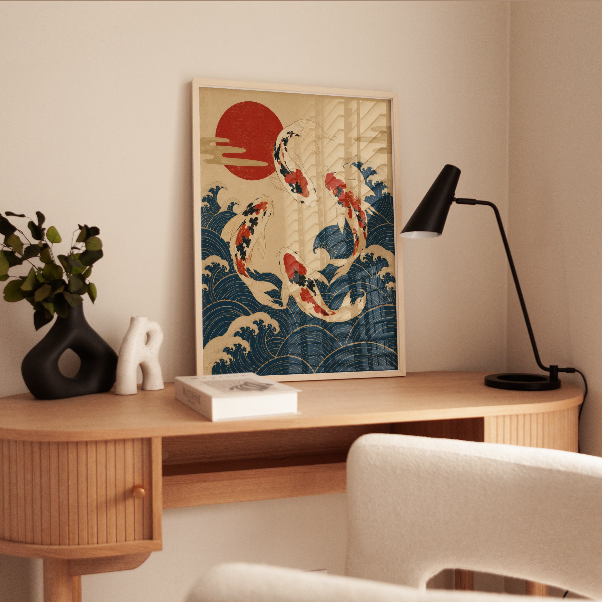 Vintage Japanese Koi Fish Print - interior
