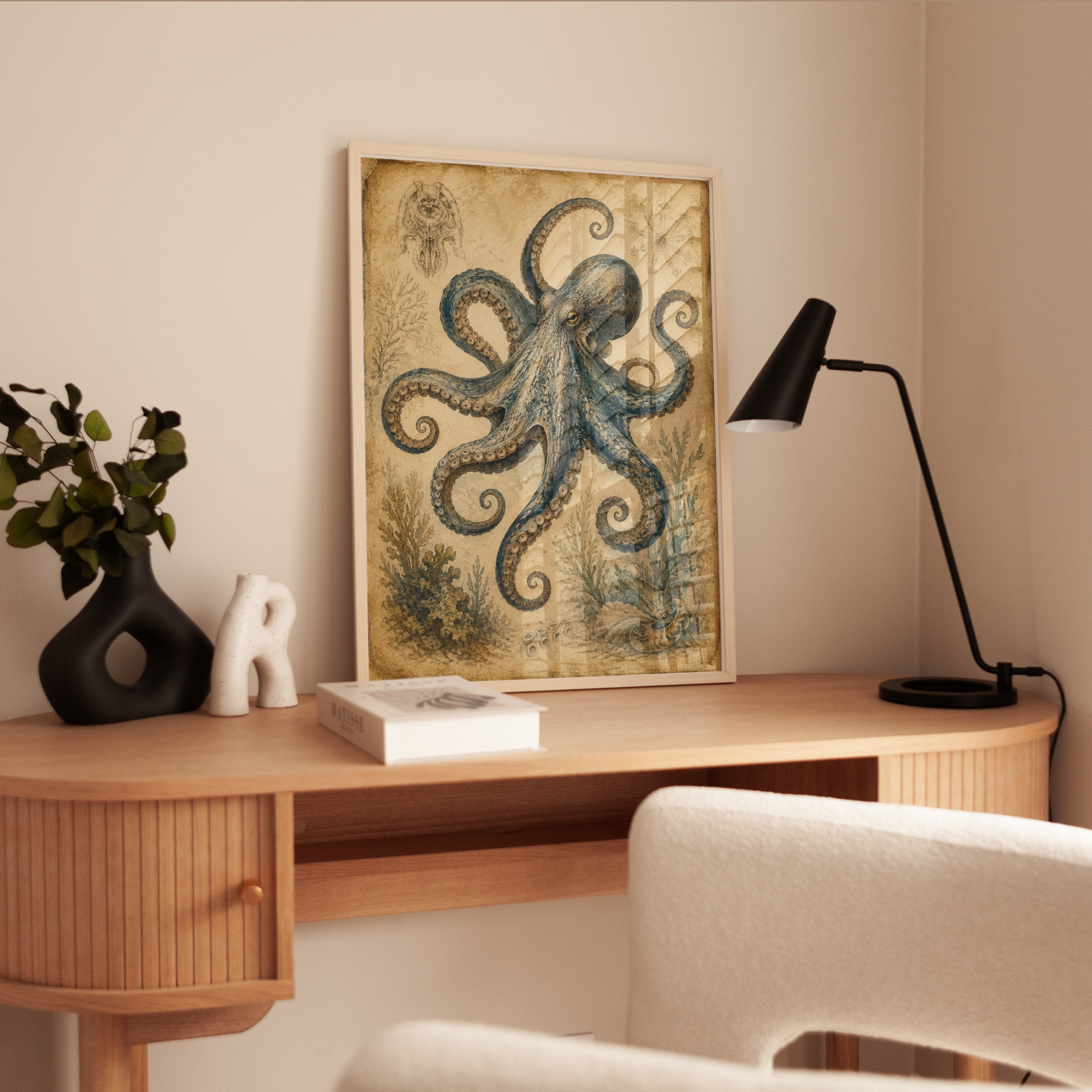 Octopus Wall Art – Vintage Marine Print - interior