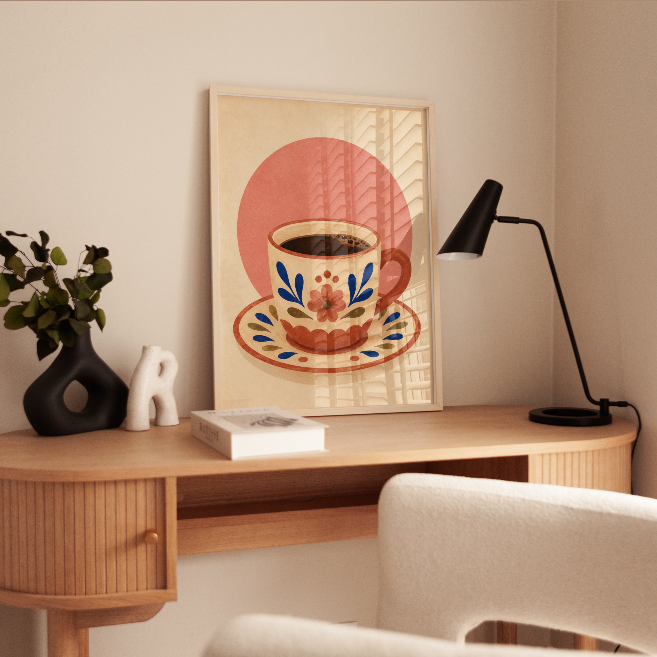 Coffee Cup Wall Art – Folk Art Kitchen Print - interior