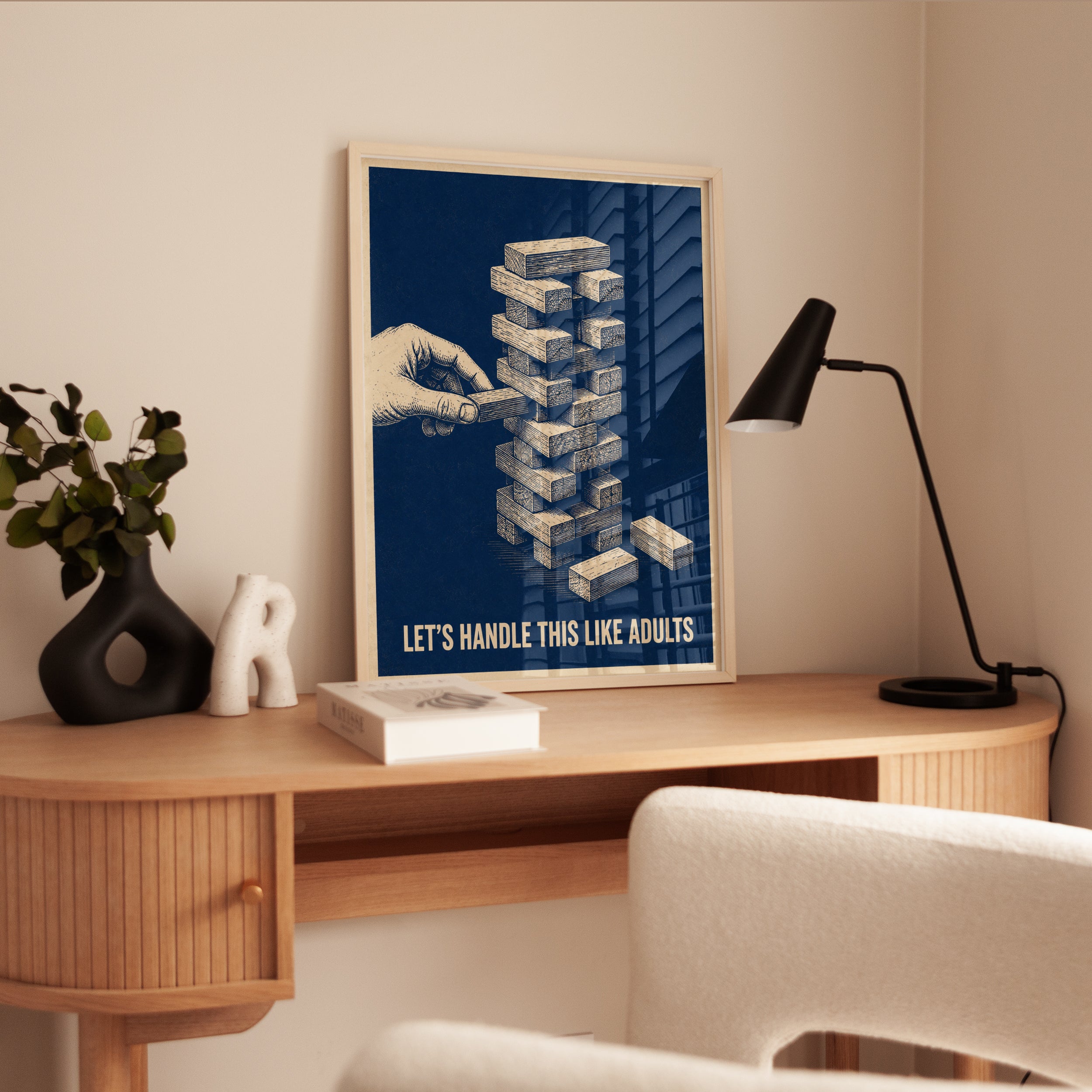 Funny Office Wall Art – Block Tower Print - interior