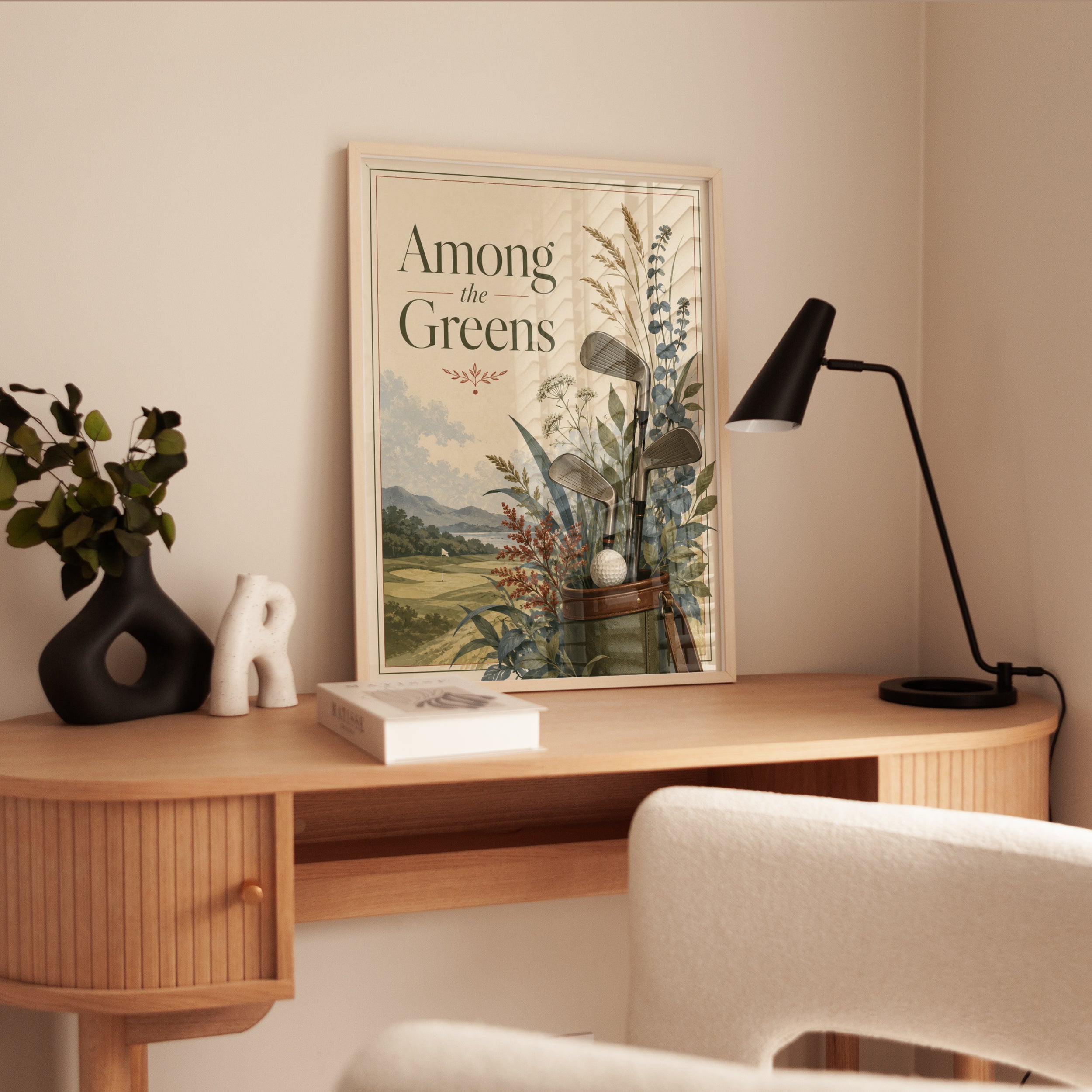Among the Greens Golf Poster: Vintage Botanical Sports Art - interior