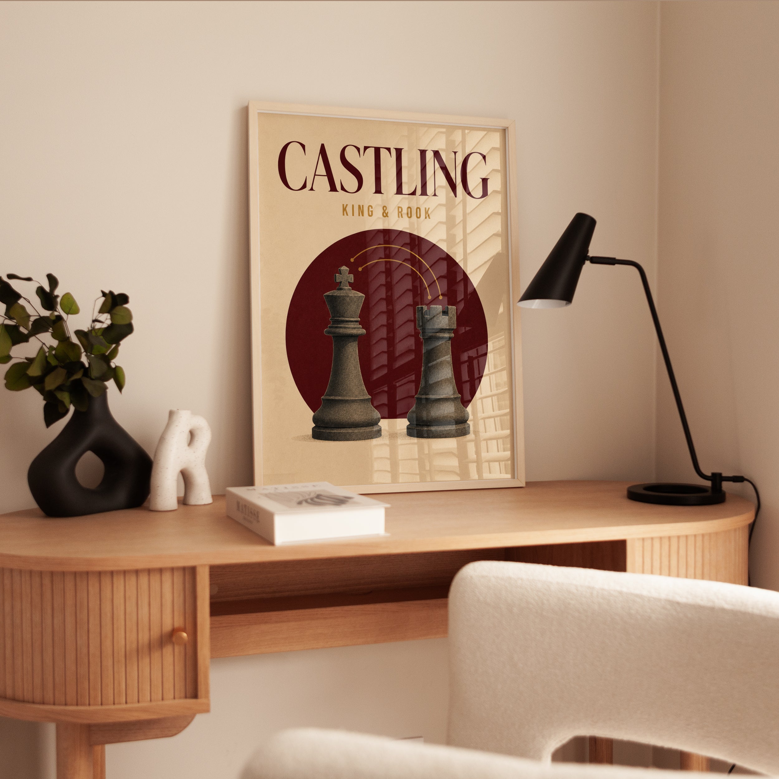 Chess Castling Art Print: Vintage King and Rook Design - interior
