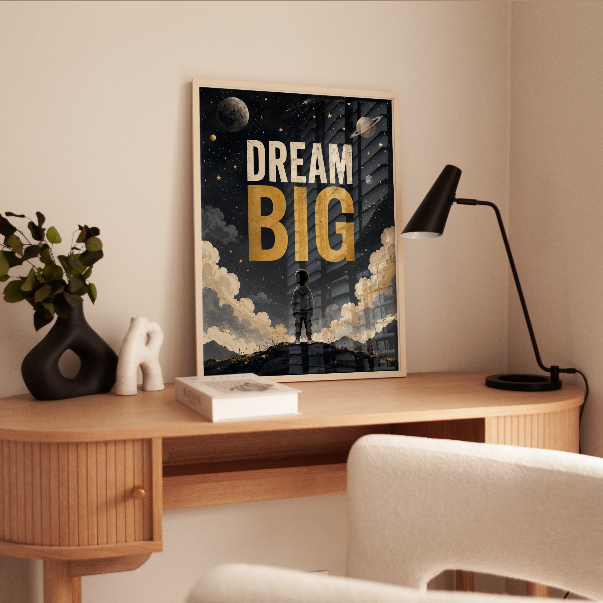 Space Nursery Wall Art – Dream Big Print - interior