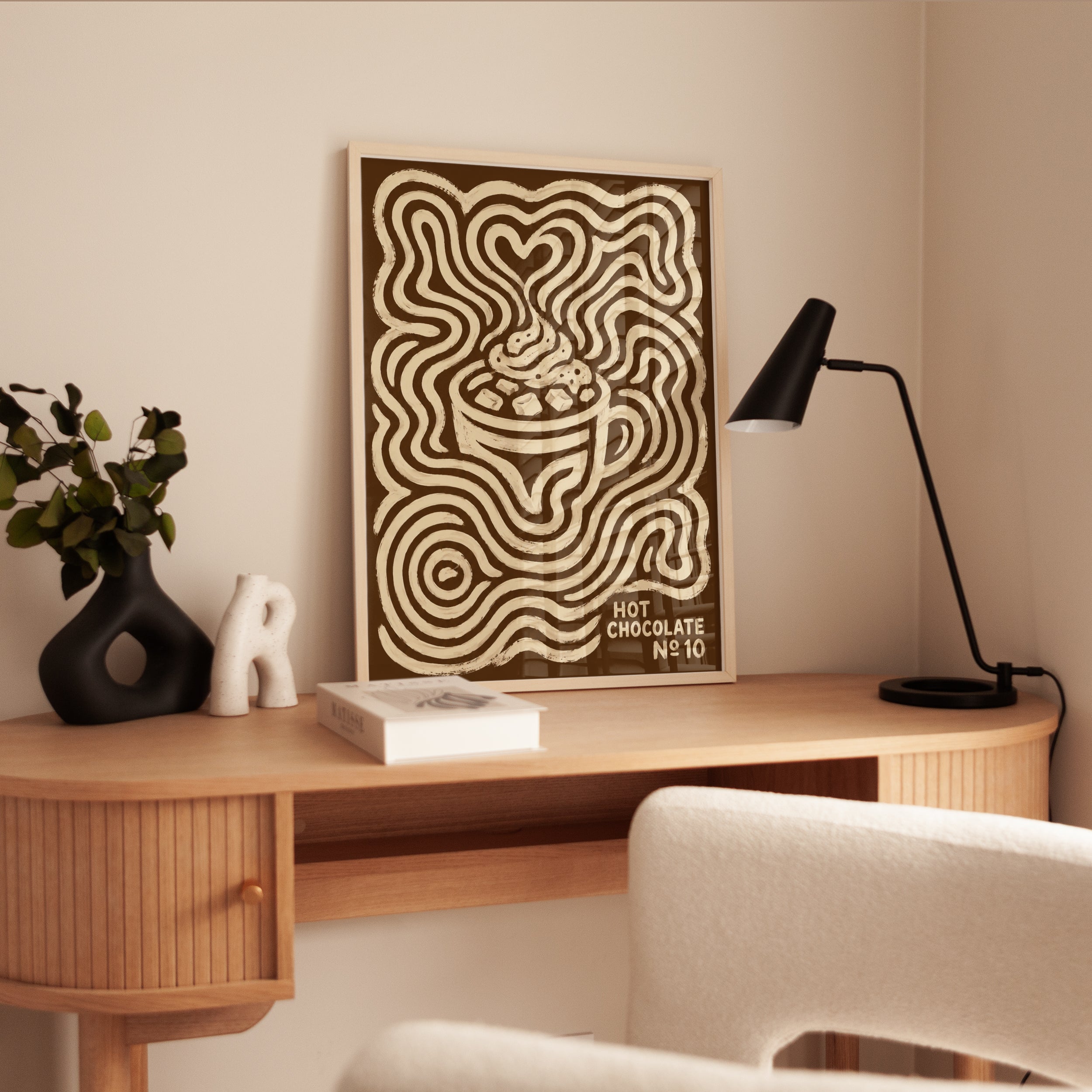 Hot Chocolate Poster: Psychedelic Retro Brown and Cream Design - interior